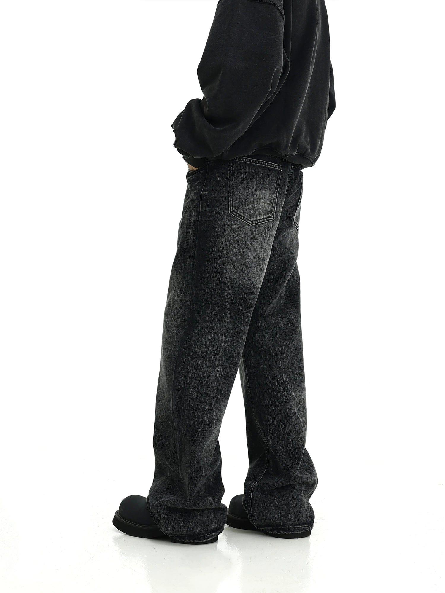 RT No. 11425 WASHED BLACK STRAIGHT DENIM JEANS Product Image