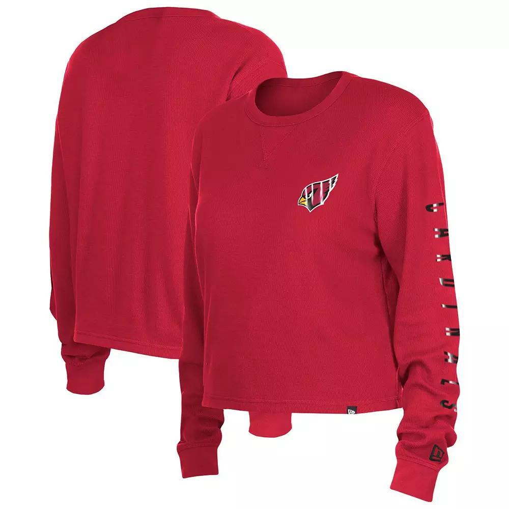 Women's New Era  Cardinal Arizona Cardinals Thermal Crop Long Sleeve T-Shirt, Size: Medium, Red Product Image