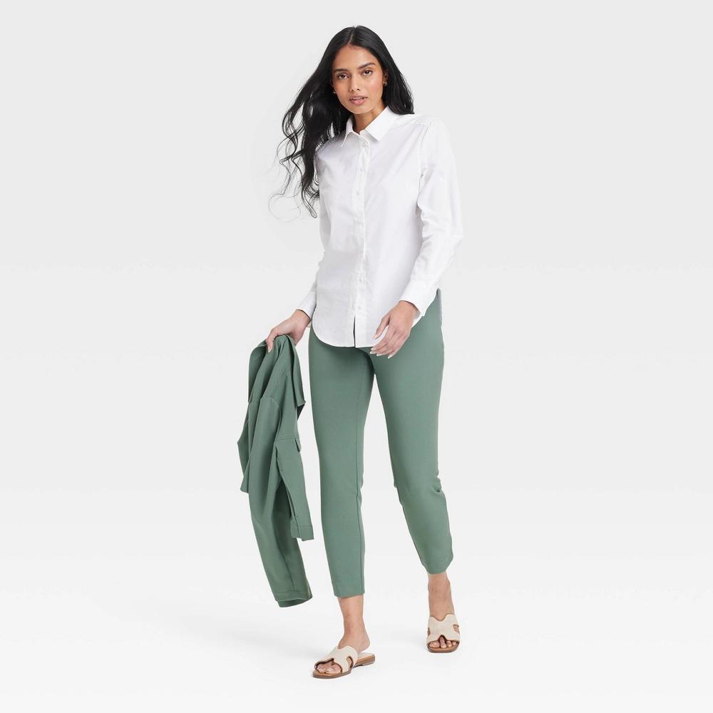 Women's High-Rise Skinny Ankle Pull-On Pants - A New Day™ Olive 2 Product Image