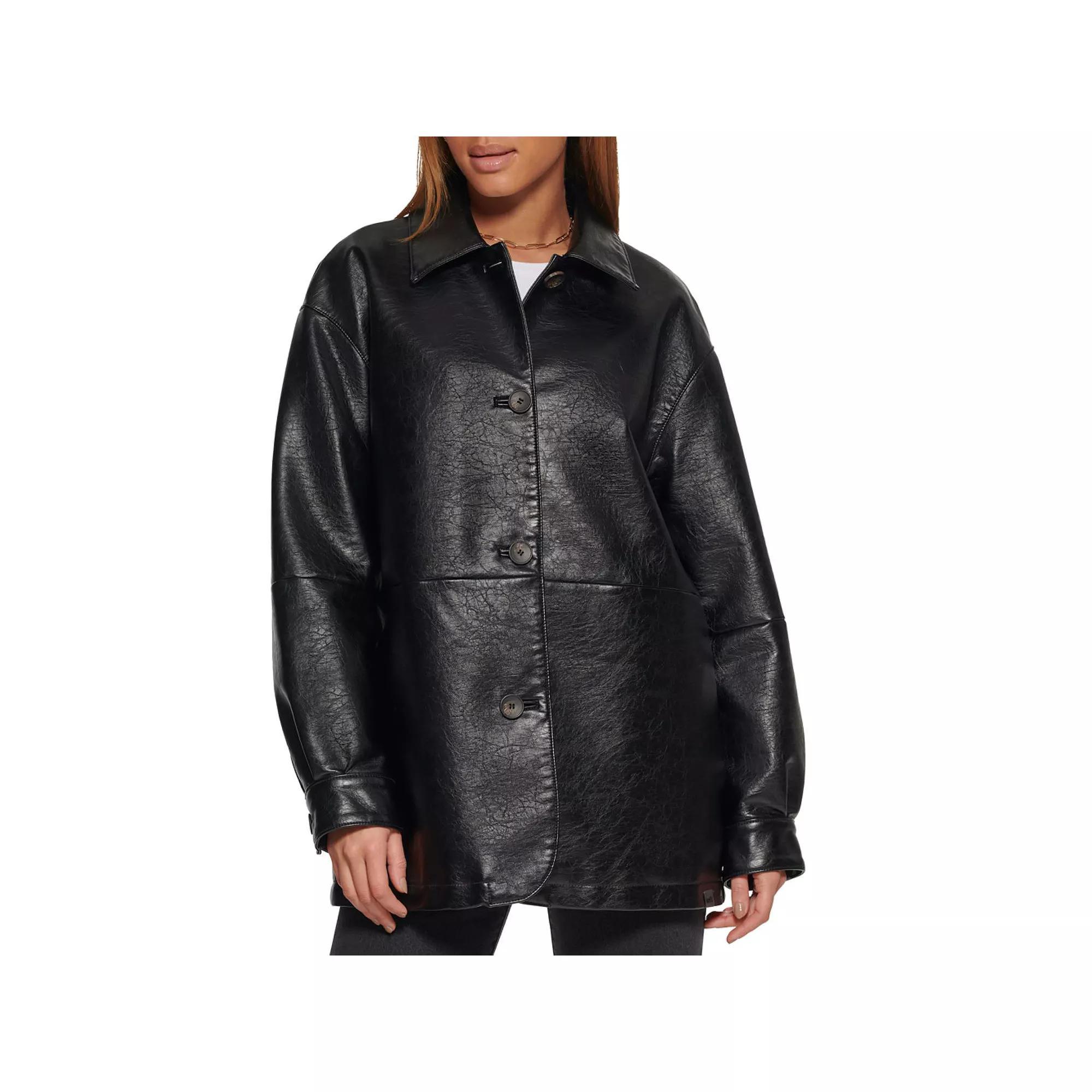 Women's Levi's® Faux Leather Vintage Collared Shirt Jacket, Size: Large, Grey Product Image
