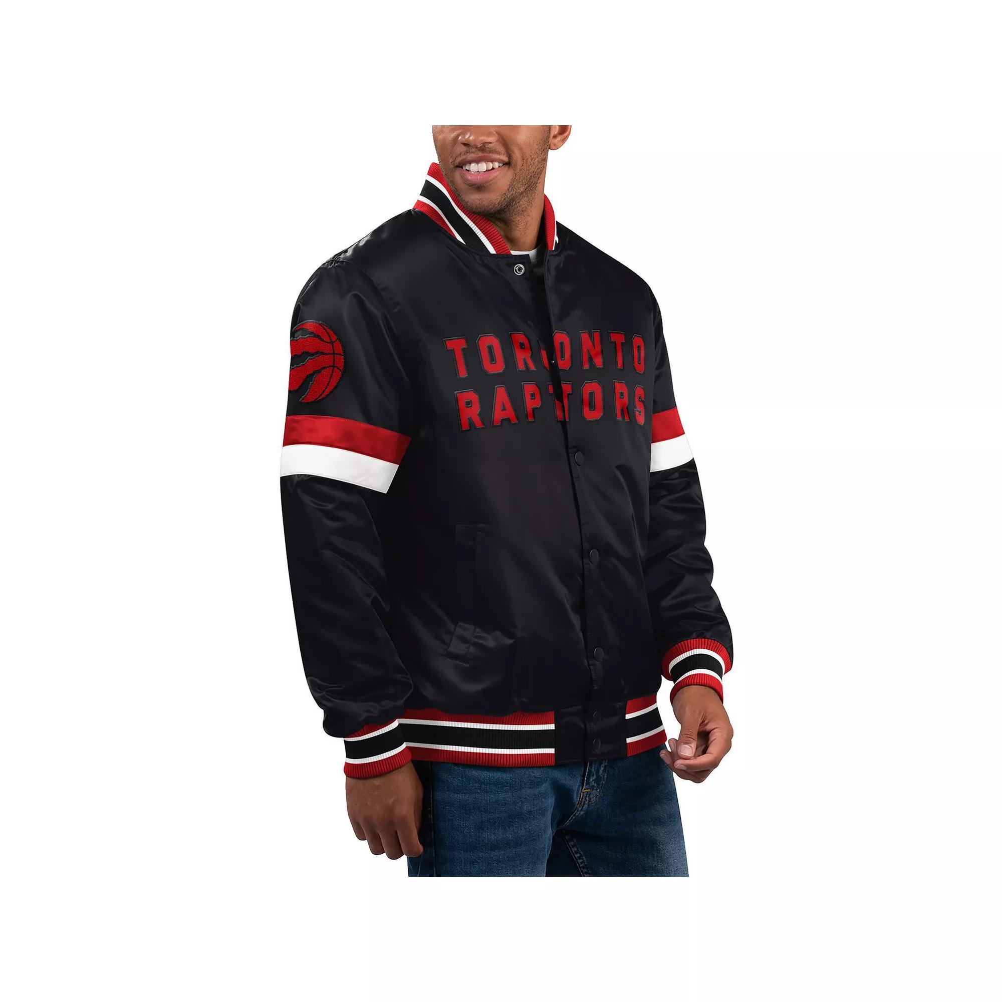 Men's Starter Black Toronto Raptors Home Game Satin Full-Snap Varsity Jacket, Size: Medium, Rpt Black Product Image