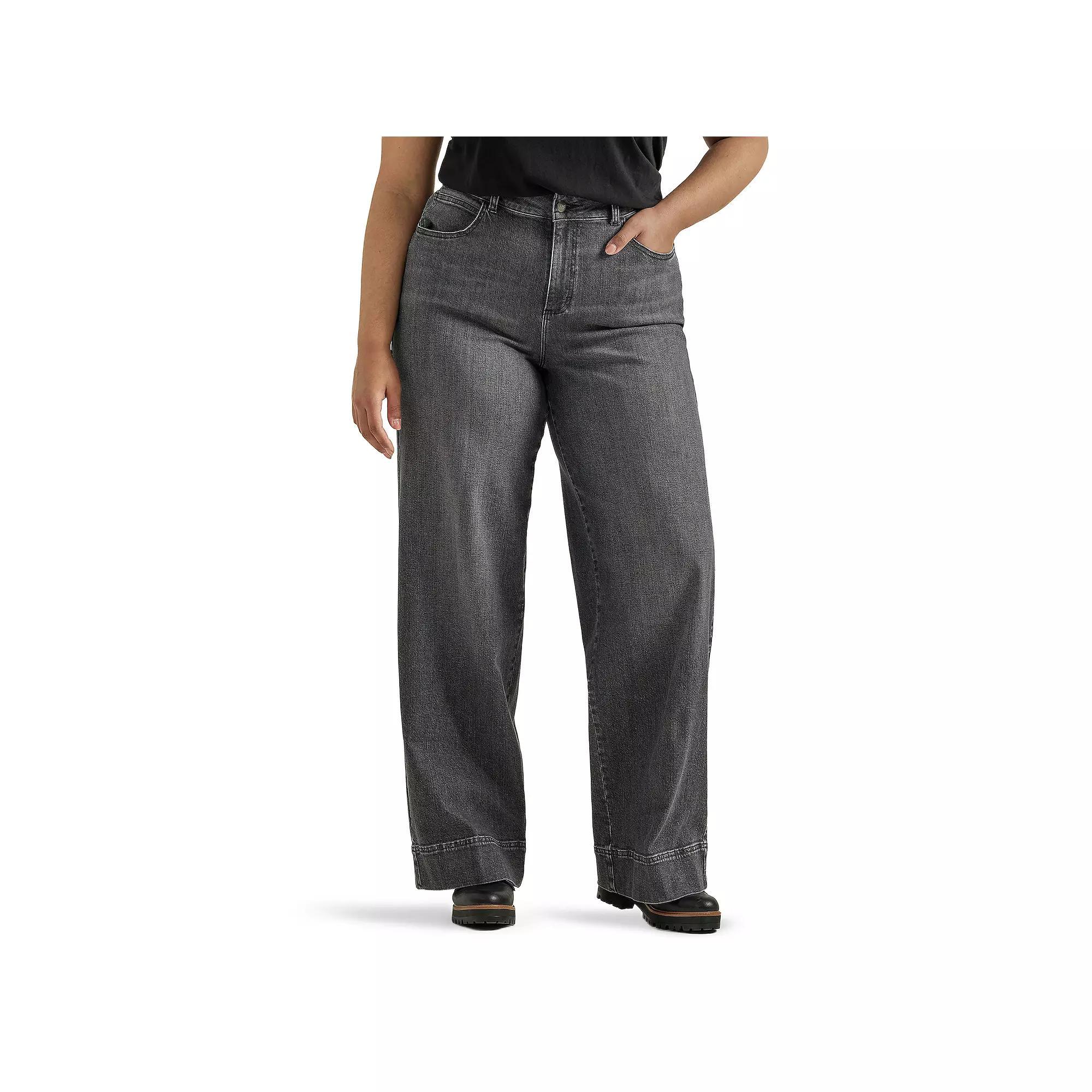 Plus Size Lee® Legendary Wide Leg Trouser Jeans, Women's, Size: 16 Tall, Blurred Darks Product Image
