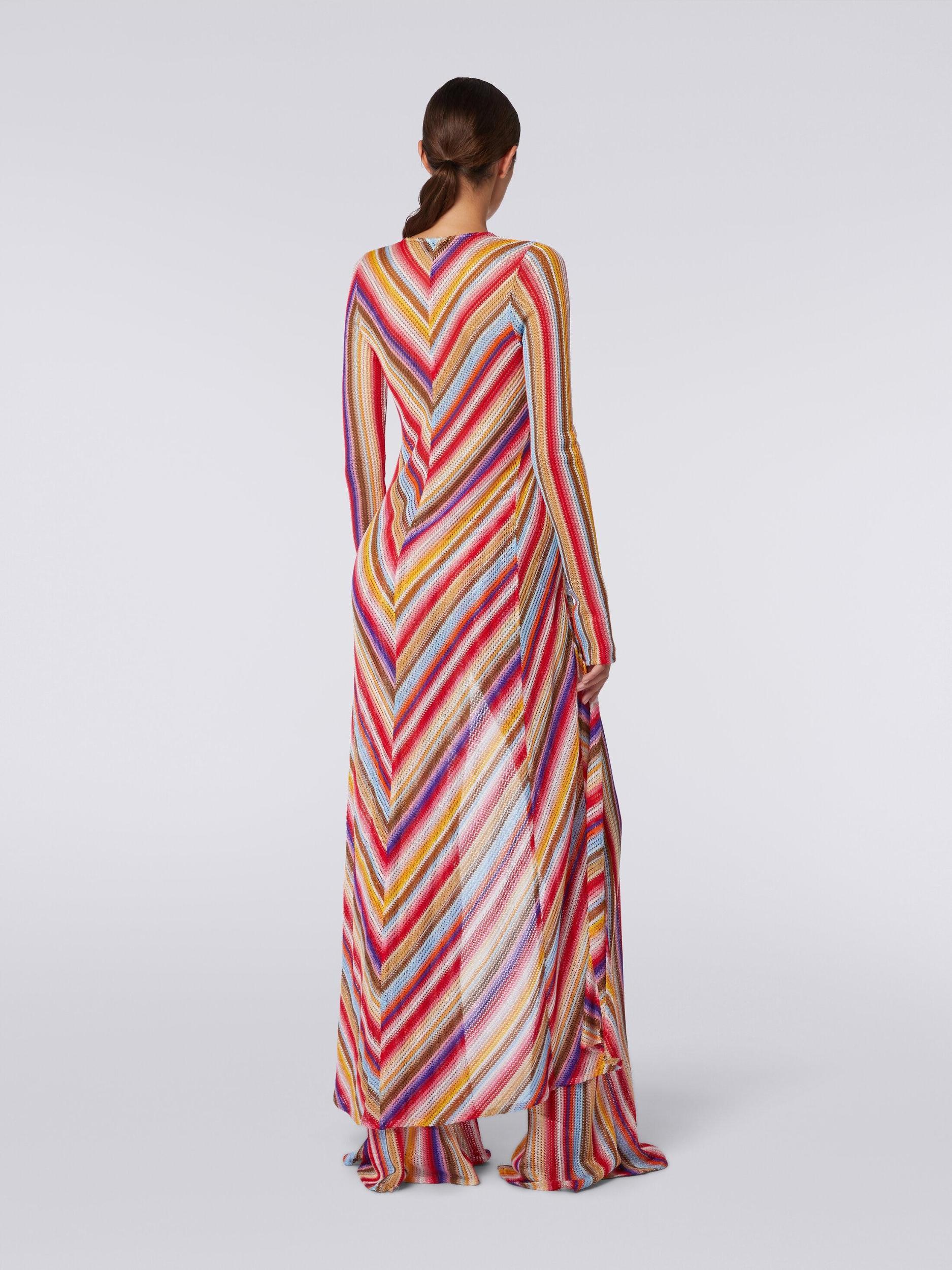 Long cover up cardigan in striped crochet Product Image
