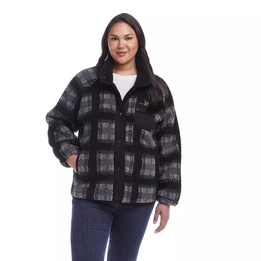 Plus Size Weathercast Snap Front Bonded Sherpa Fleece Jacket, Women's, Size: 2XL, Ivory Product Image