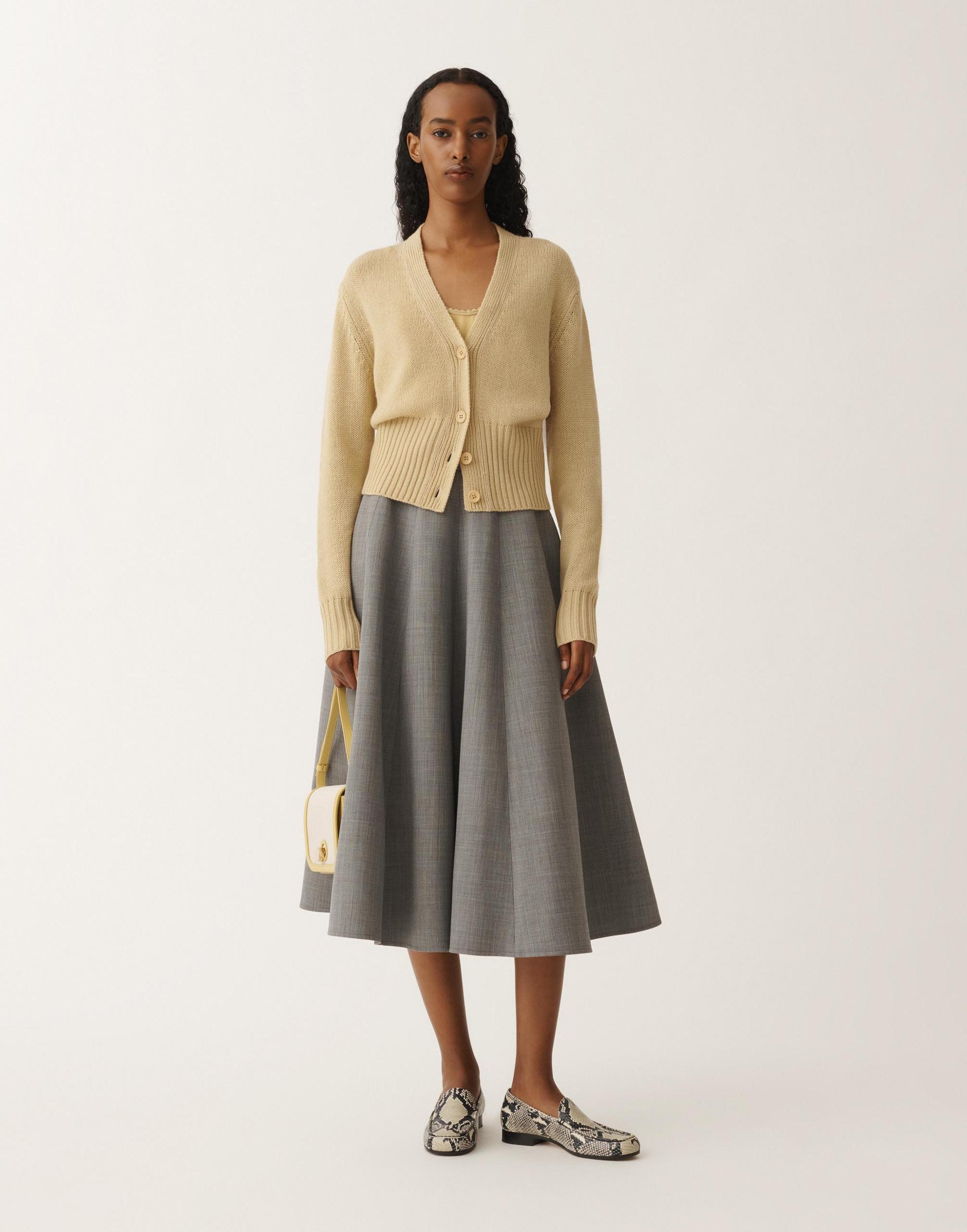 FABIANA FILIPPI Boxy Button-down Metallic Tweed Cardigan In Yellow Product Image