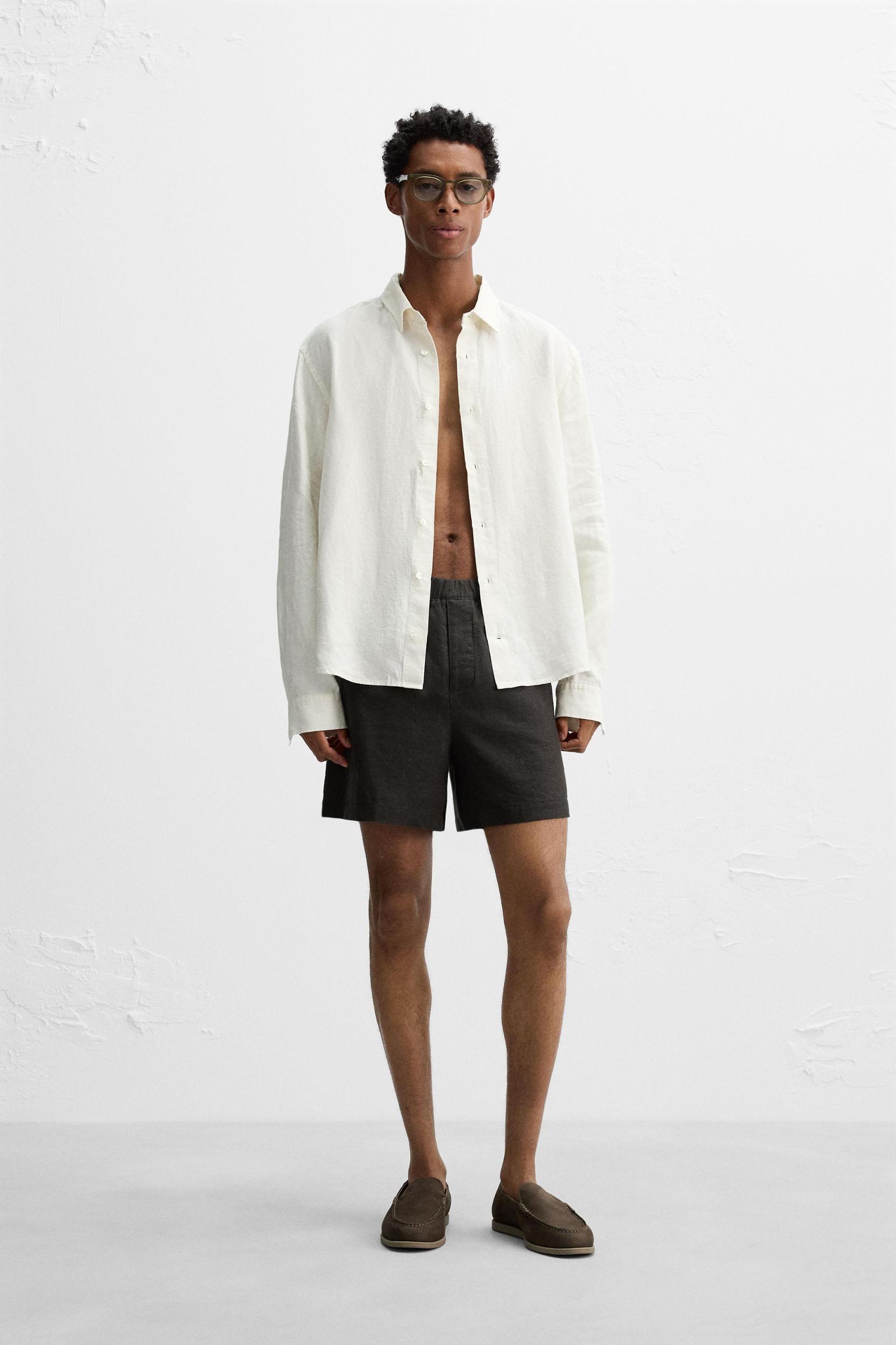 100% LINEN BERMUDA SHORTS Product Image