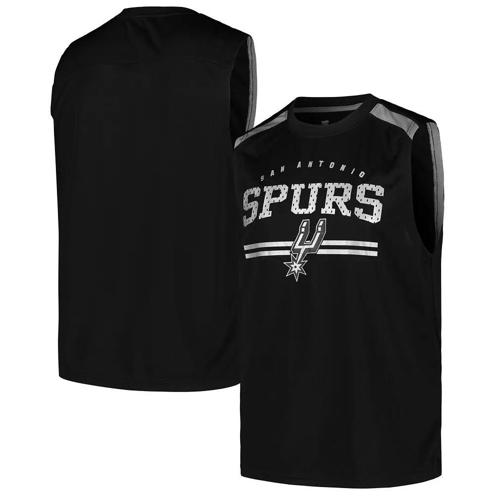 Men's Fanatics Black San Antonio Spurs Birdseye Muscle Tank Top, Size: Medium Product Image