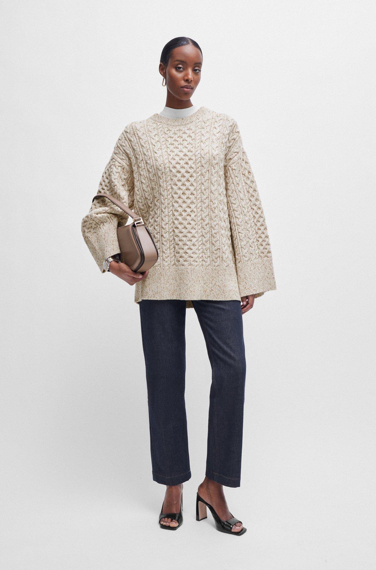 Wool-blend sweater with cable-knit structure Product Image