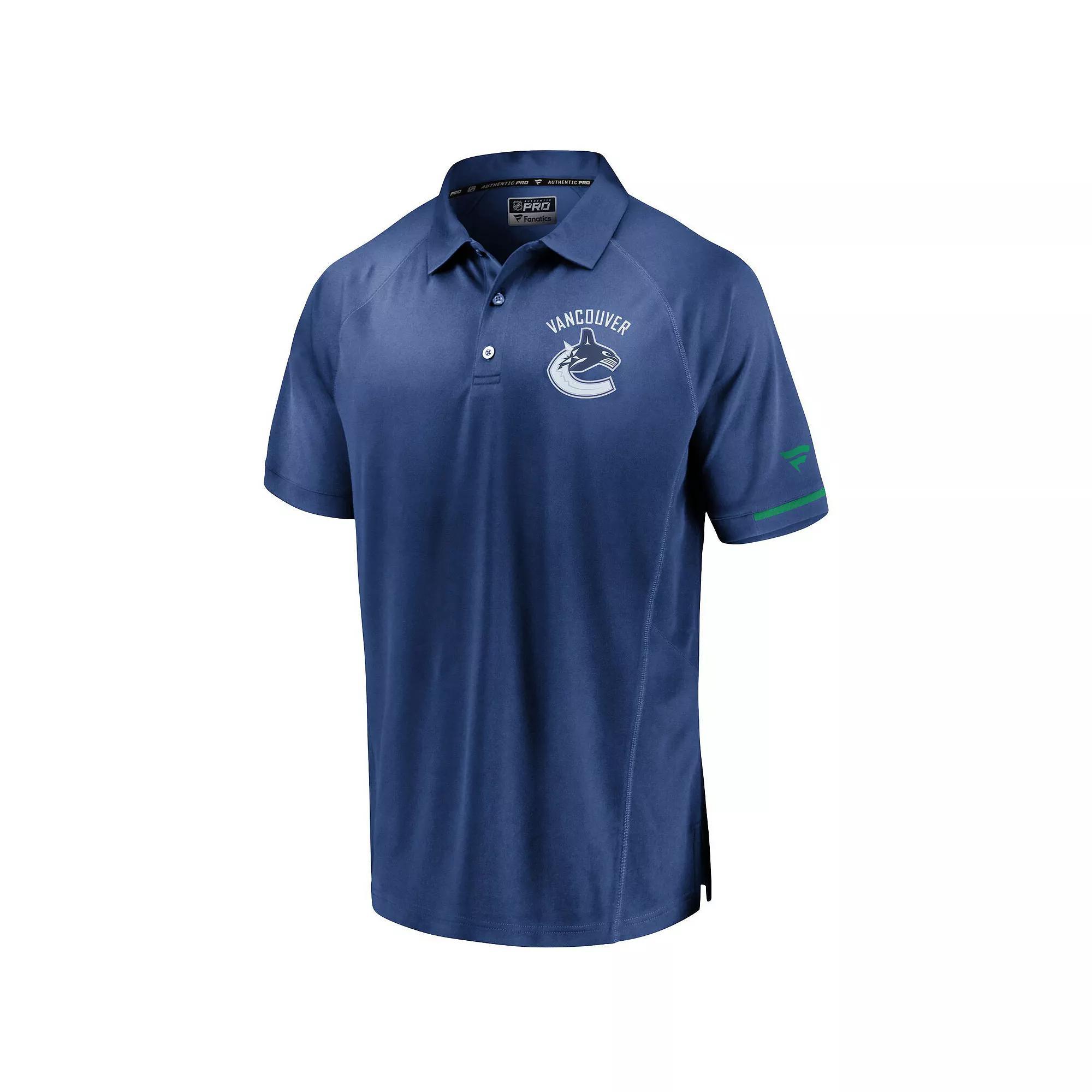 Men's Fanatics Blue Vancouver Canucks Authentic Pro Rinkside Polo, Size: XXL, Cnk Blue Product Image