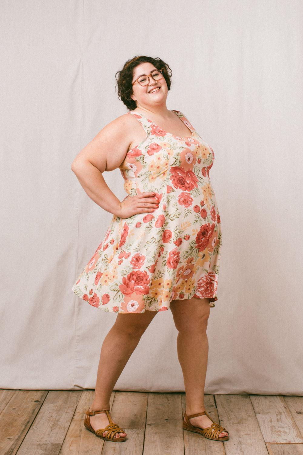 Delana Dress in Peach Floral Product Image