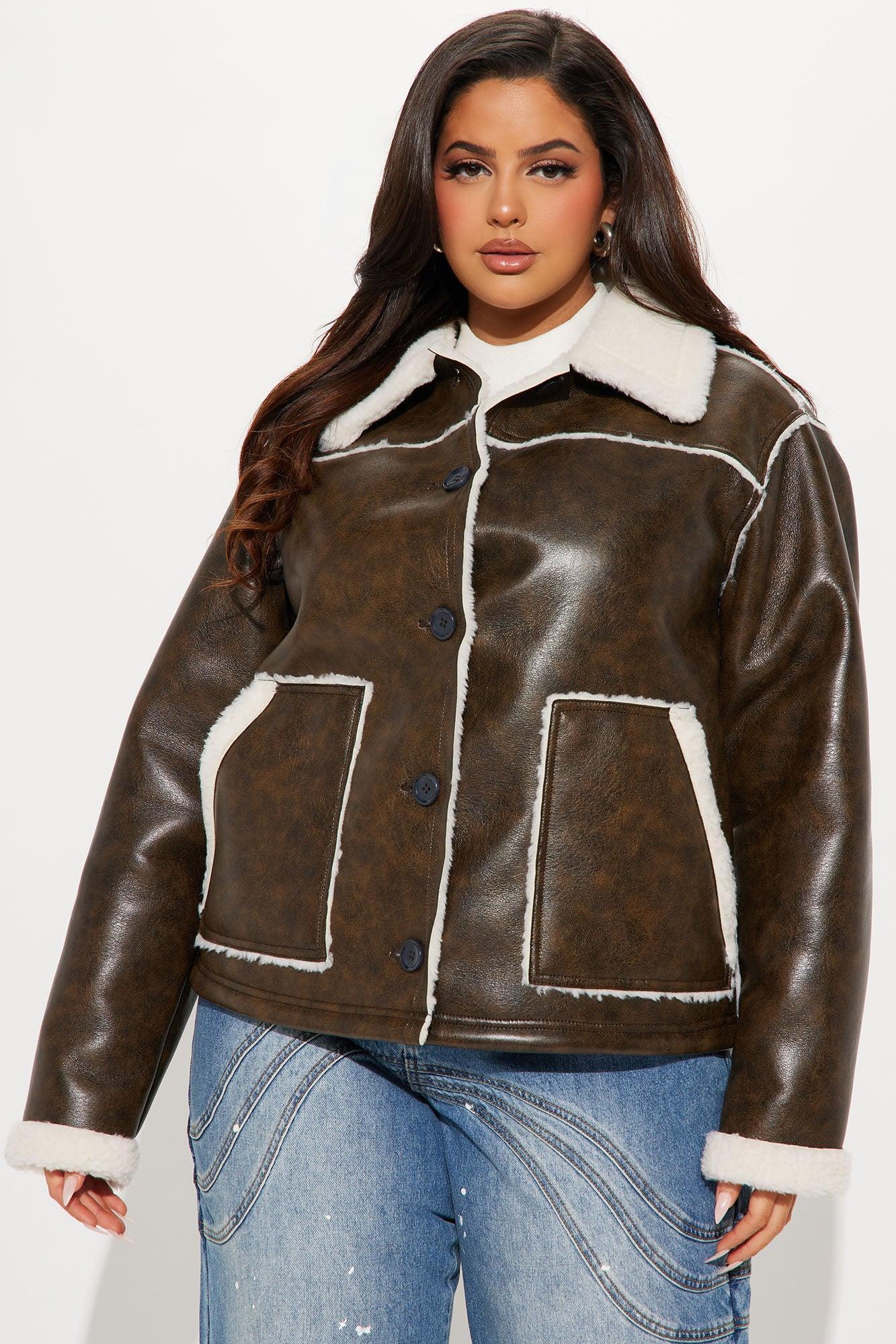 Around The Way Shearling Jacket - Brown Product Image