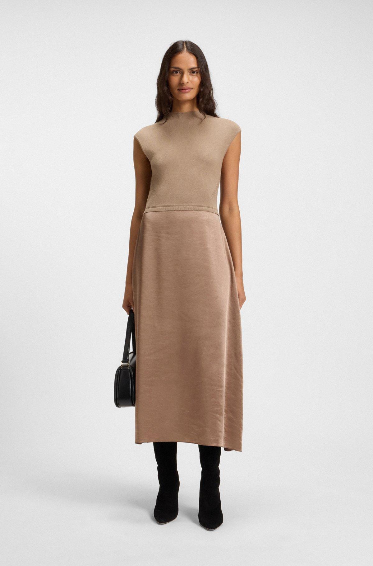 Knitted dress with satin skirt Product Image