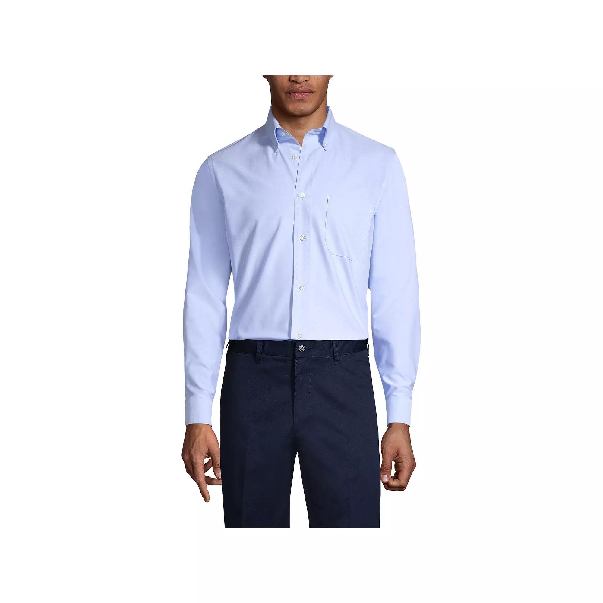 Men's Lands' End School Uniform Long Sleeve Solid Oxford Dress Shirt, Size: Small, Blue Product Image