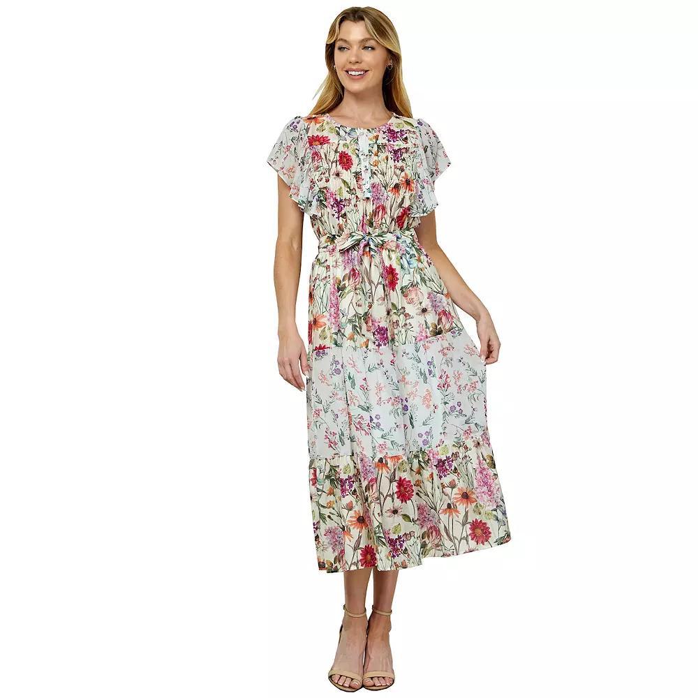 Women's Figueroa & Flower Ruffle Sleeve Midi Dress, Size: XL, Pink Team Product Image