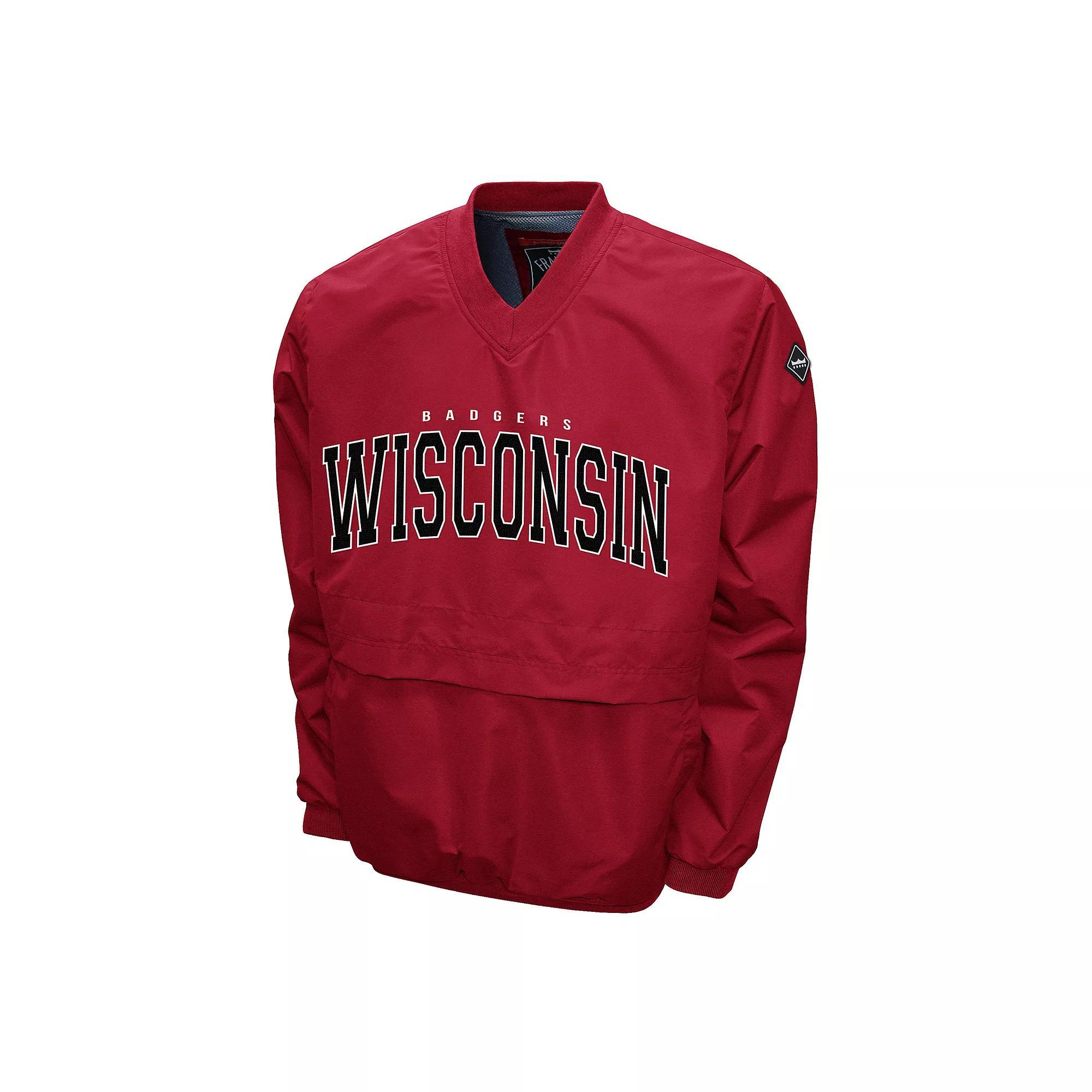 Men's Wisconsin Badgers Members Windshell Pullover, Size: XL, Red Product Image