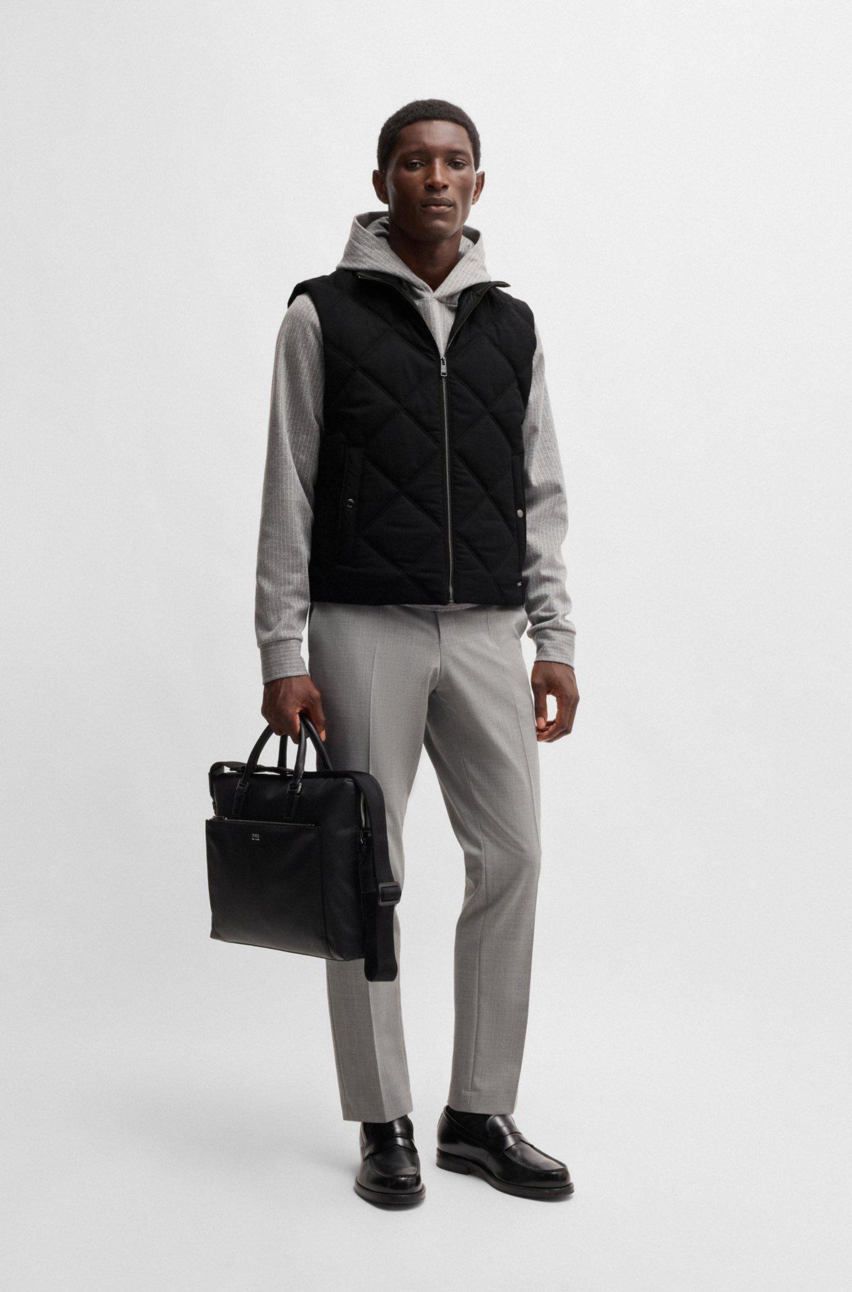 Diamond-quilted gilet with ribbed-cotton trims Product Image