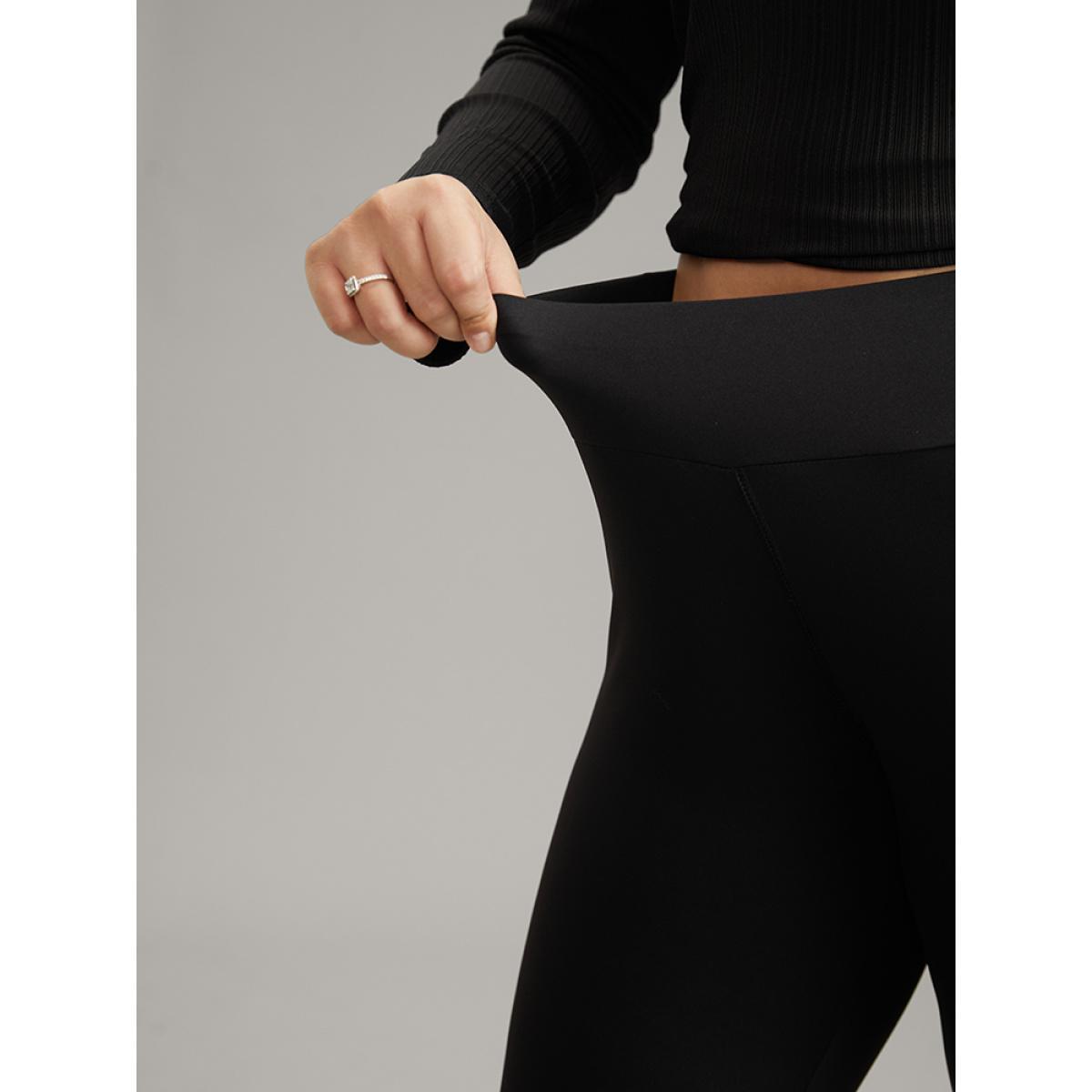 Plus Size Skinny Patchwork Side Elastic Waist Leggings Women Black Casual High stretch Skinny High Rise Dailywear Leggings BloomChic 30/6X Product Image