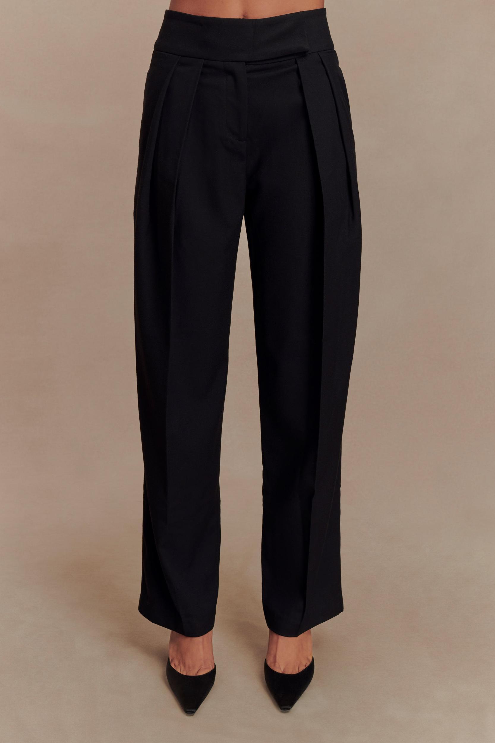 Penelope Pleated High Waisted Pants - Chocolate Product Image