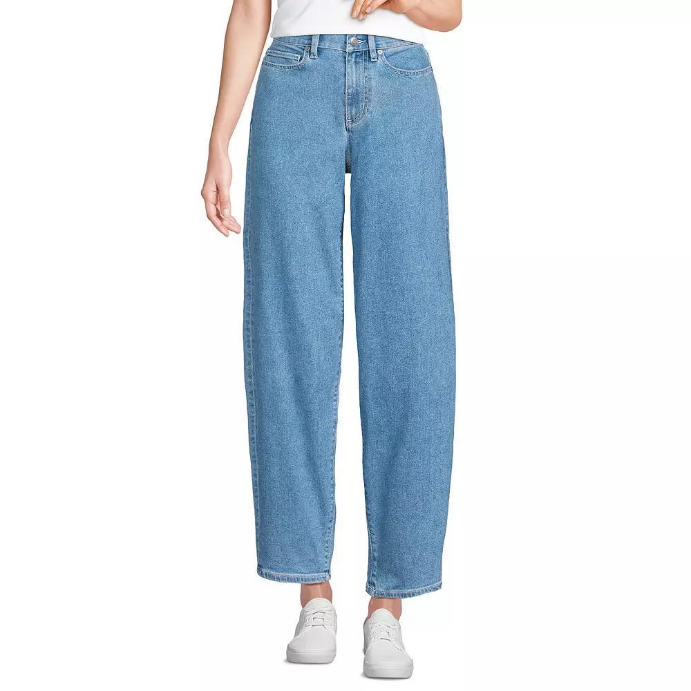 Women's Lands' End Denim Barrel Leg Ankle Jeans, Size: 12, Hutton Blue Wash Product Image