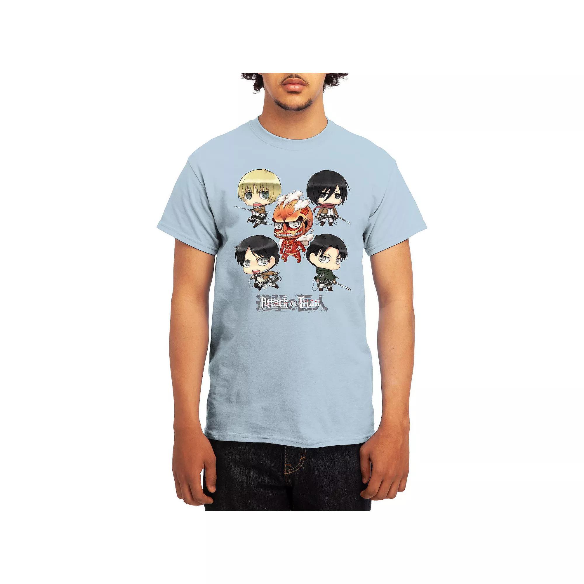 Men's Attack on Titan Chibi Character Arranged Graphic Tee, Size: Large, Grey Navy Product Image