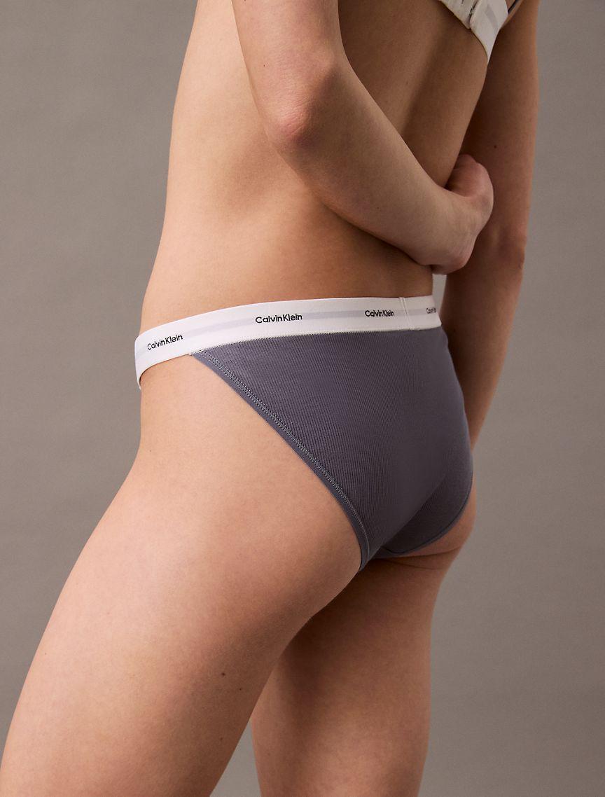 Calvin Klein Women's Cotton Stretch Rib String Bikini - Purple - L Product Image