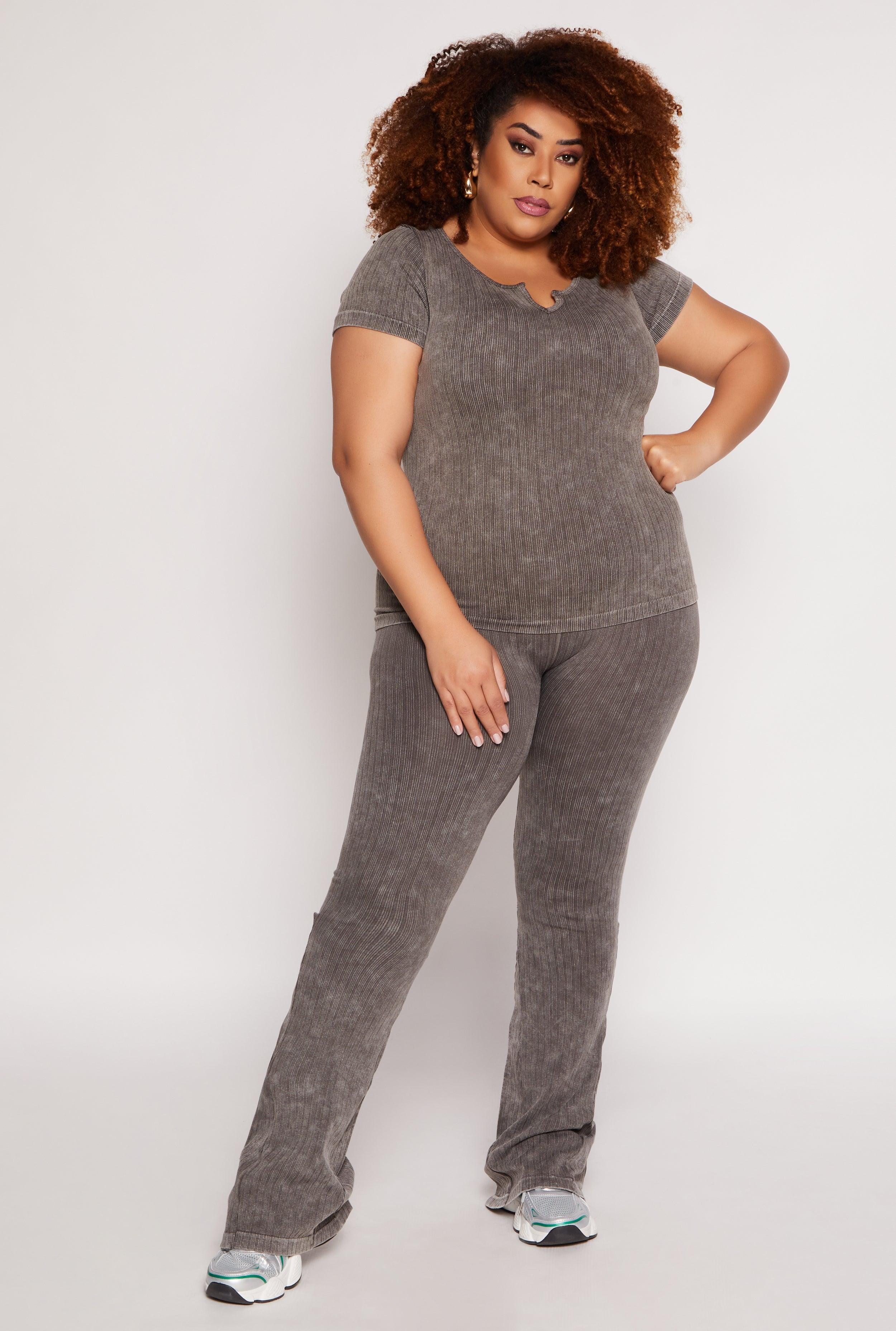Womens Plus Size Acid Wash Seamless Pants Product Image