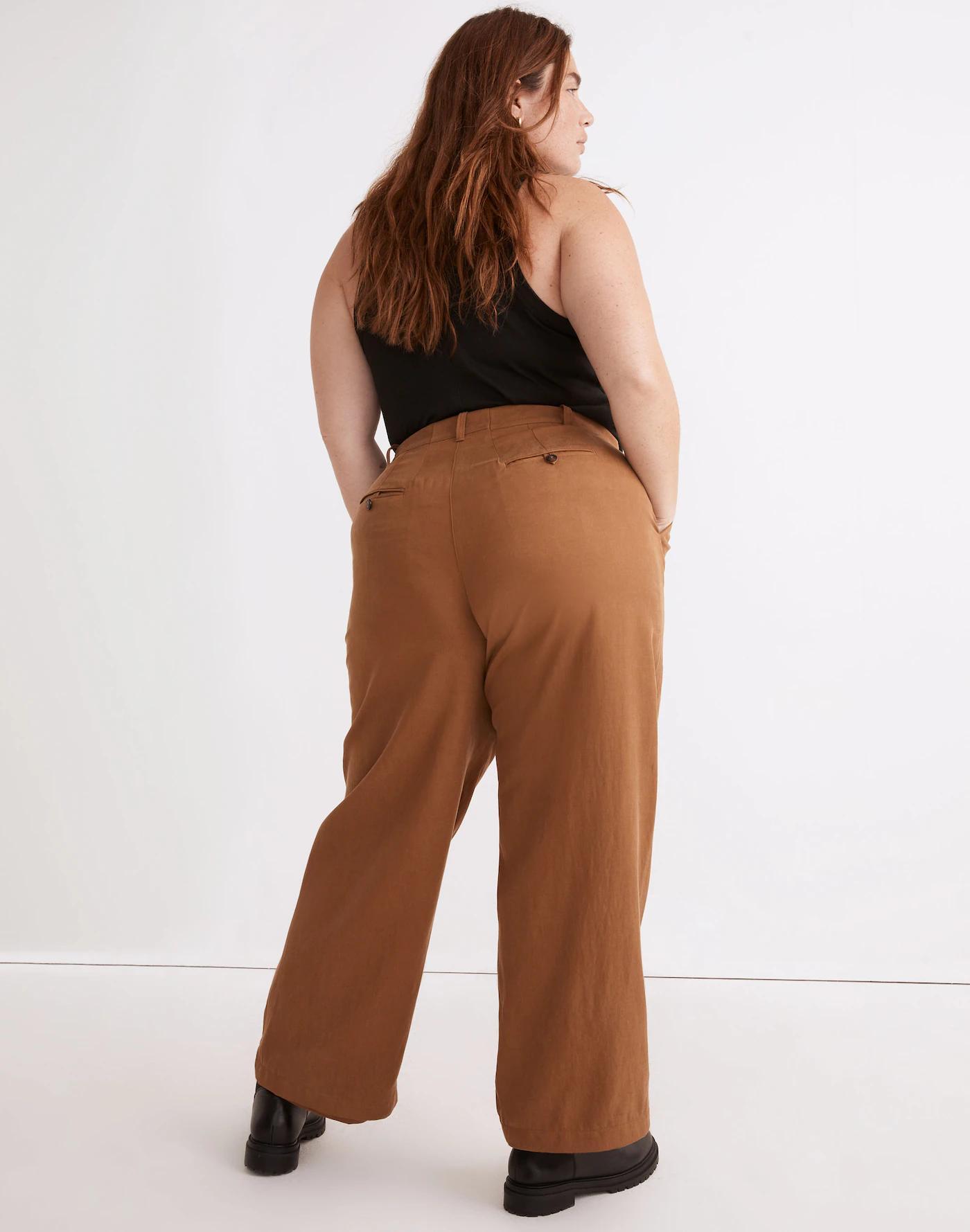 The Plus Harlow Wide-Leg Pant in Drapey Twill Product Image
