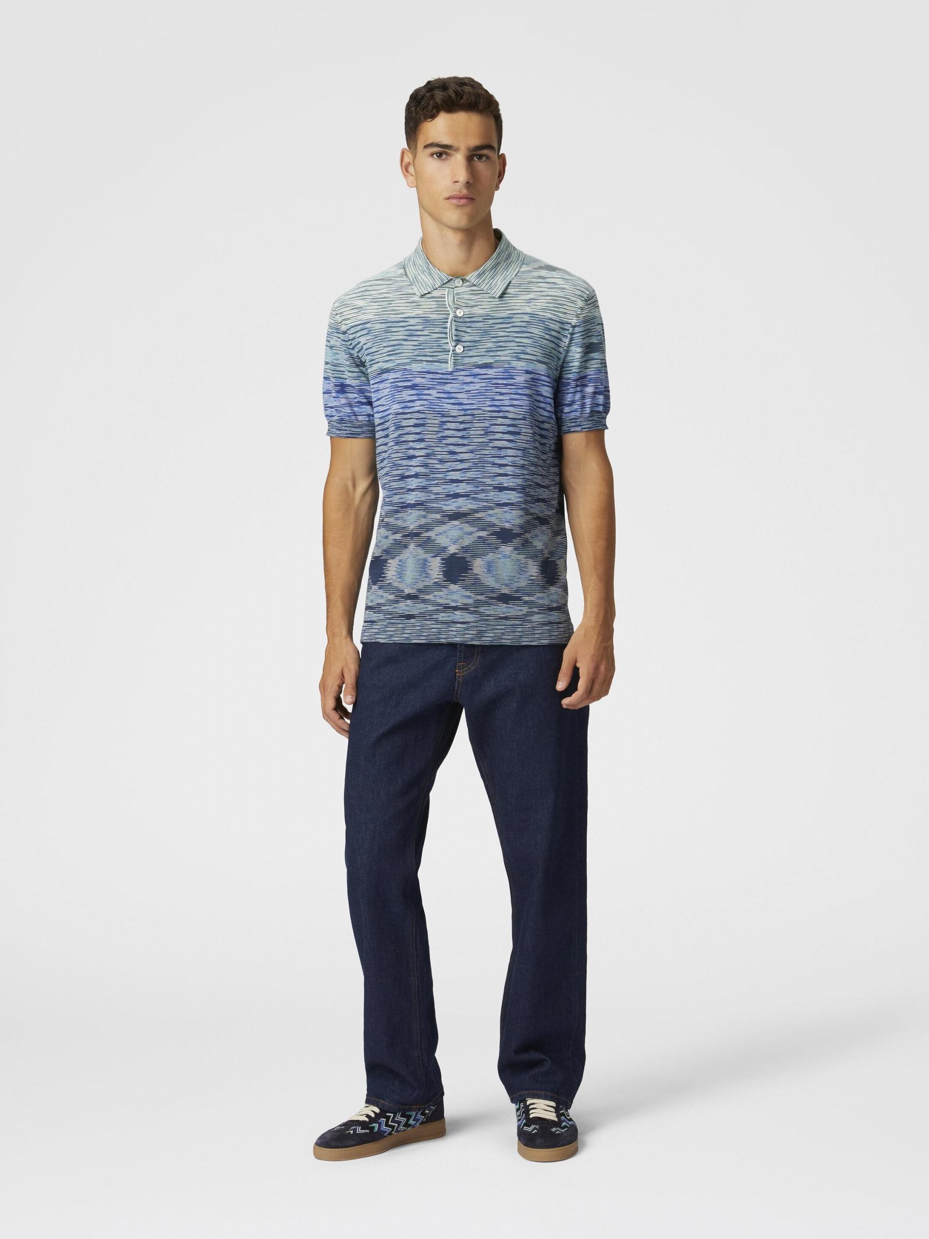 Dégradé slub cotton knit polo shirt Product Image