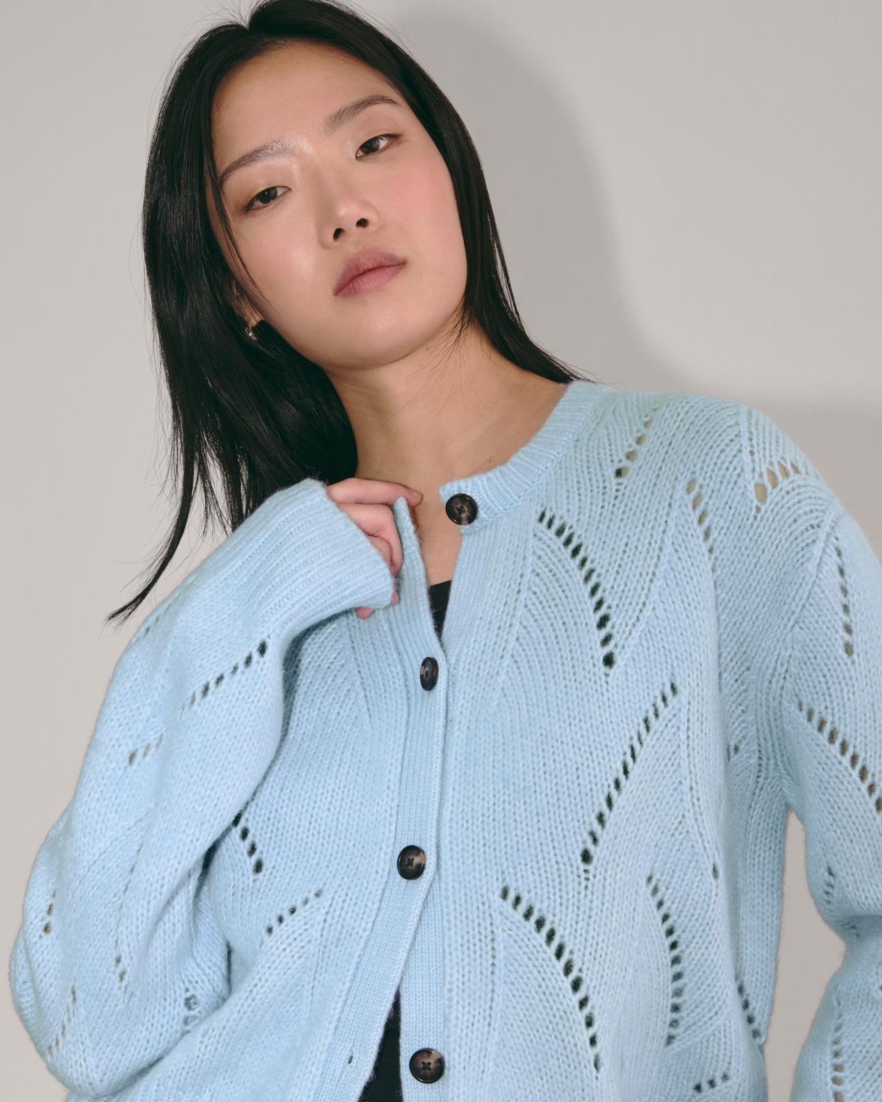 The Pointelle Cardigan in Cloud Product Image