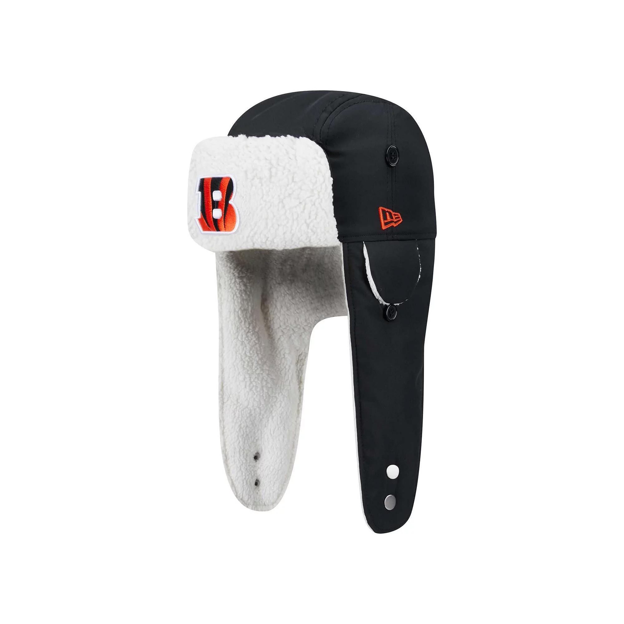 Men's New Era Black Cincinnati Bengals Sherpa��Trapper Hat, Size: Small Product Image
