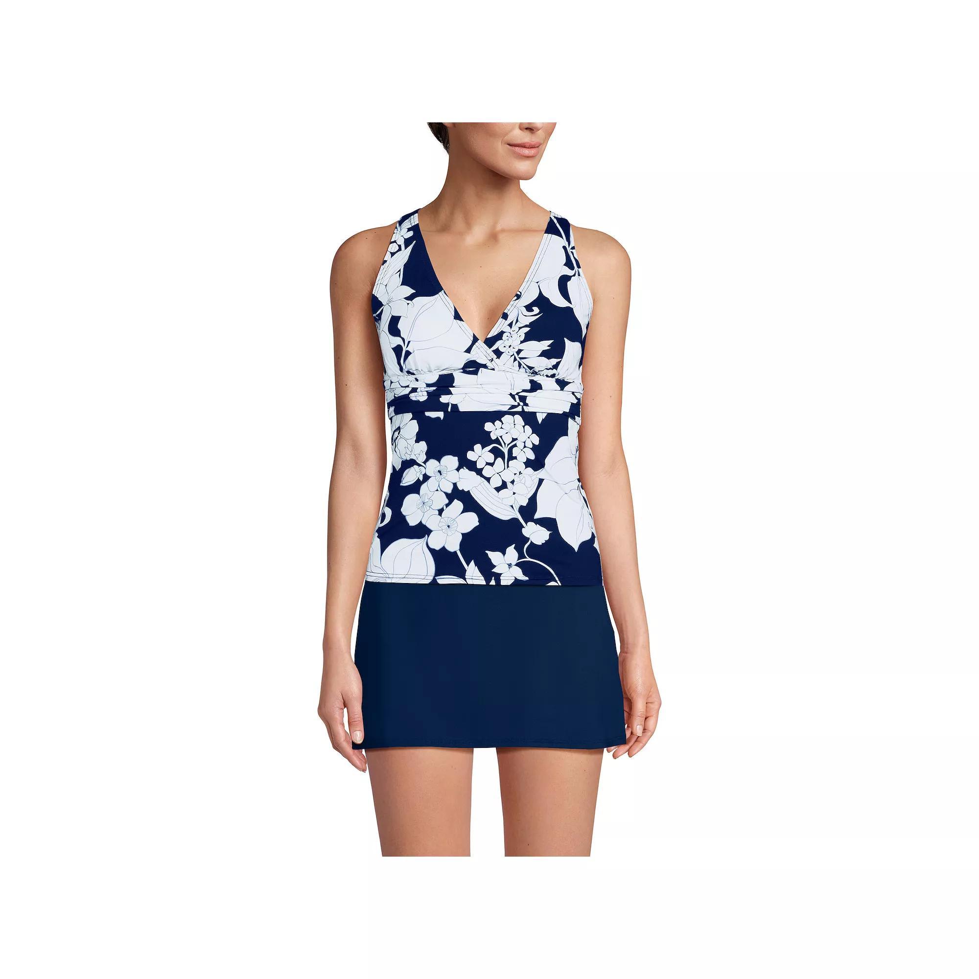 Women's Lands' End V-Neck Plunge X-Back Tankini Top, Size: XL, Dark Red Product Image