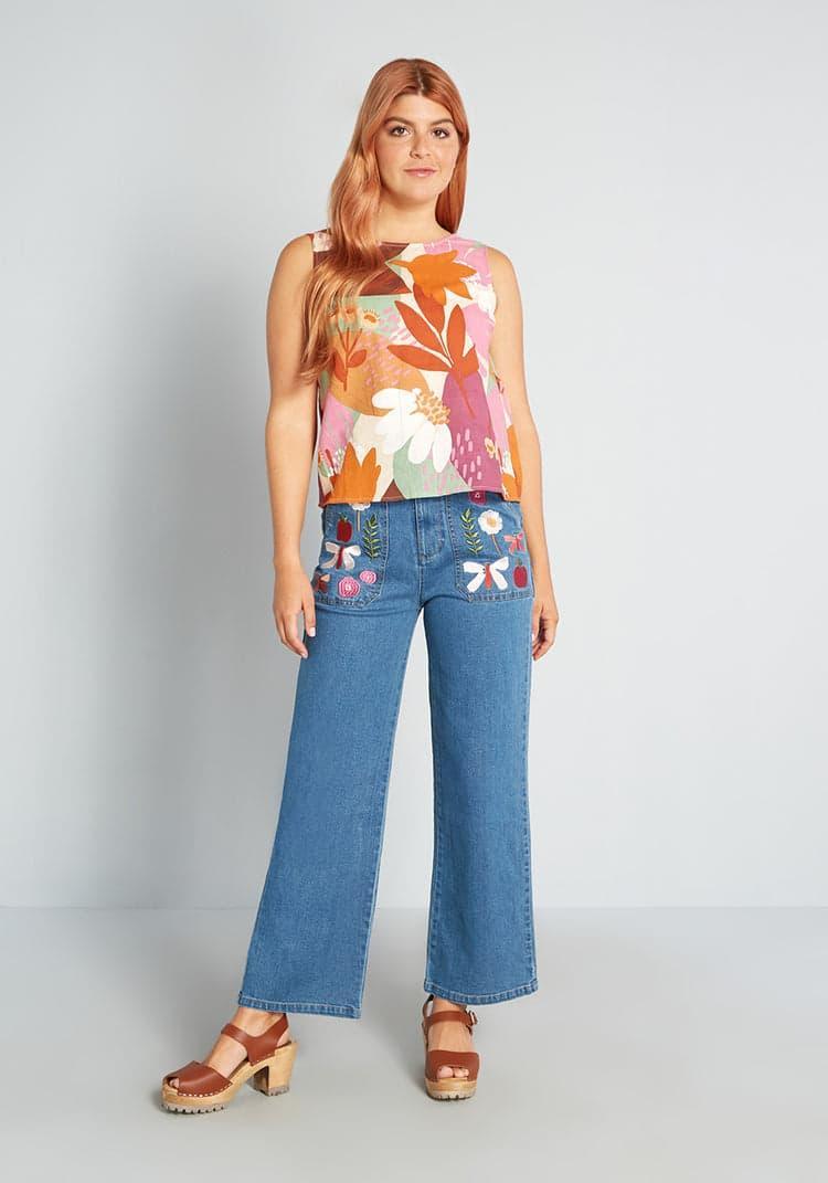 Splash of Nature Wide-Leg Jeans Product Image
