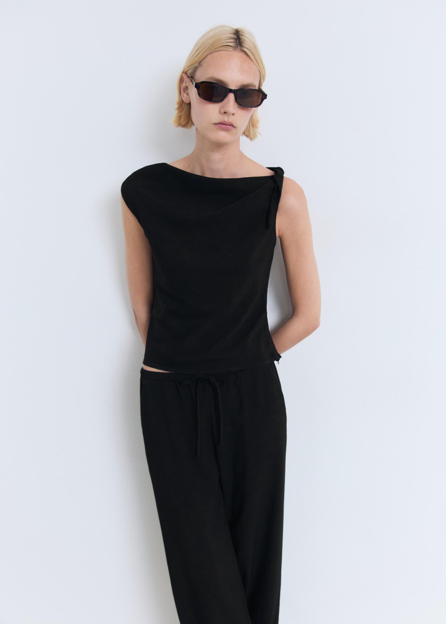 Drawstring straight pants - Women | MANGO USA Product Image
