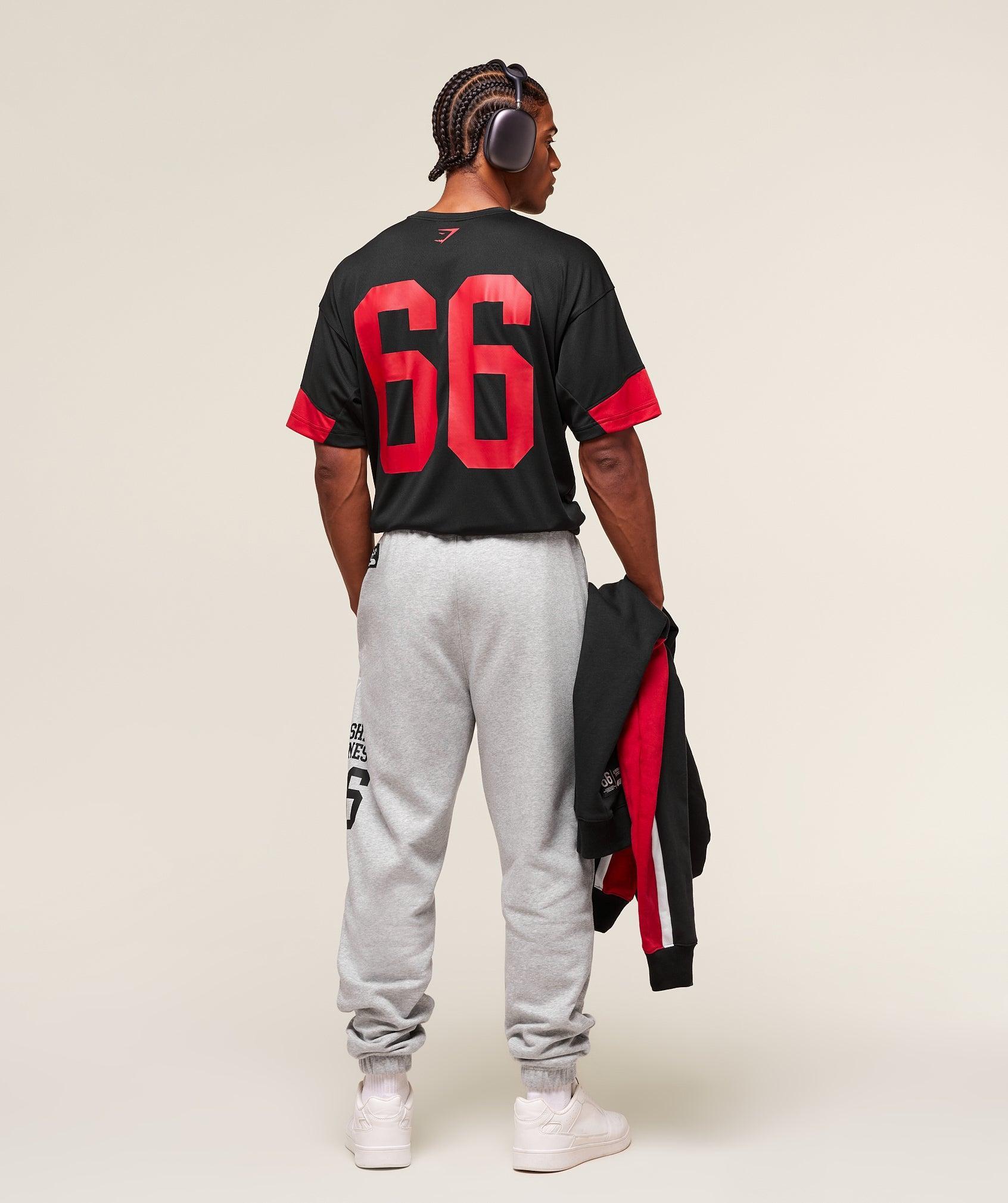 Gymshark Varsity Oversized T-Shirt - Black/Conditioning Red Male Product Image