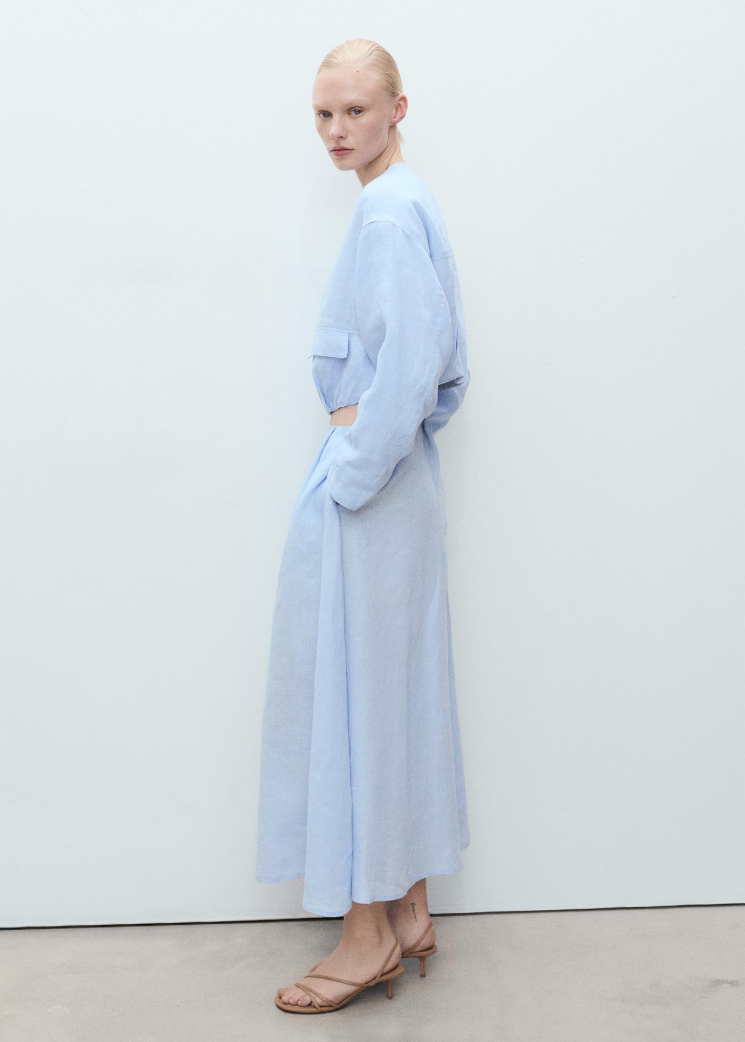 Linen skirt with pleat detail - Women | MANGO USA Product Image