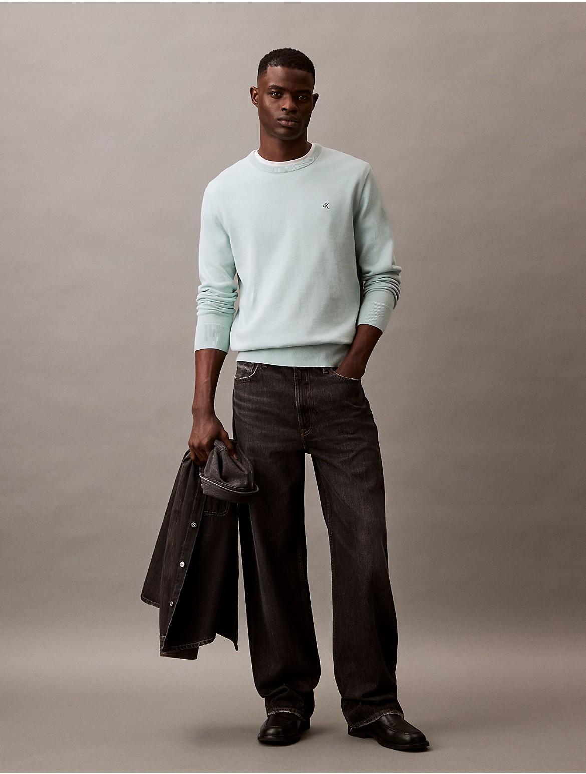 Calvin Klein Mens Smooth Cotton Sweater - Grey Product Image