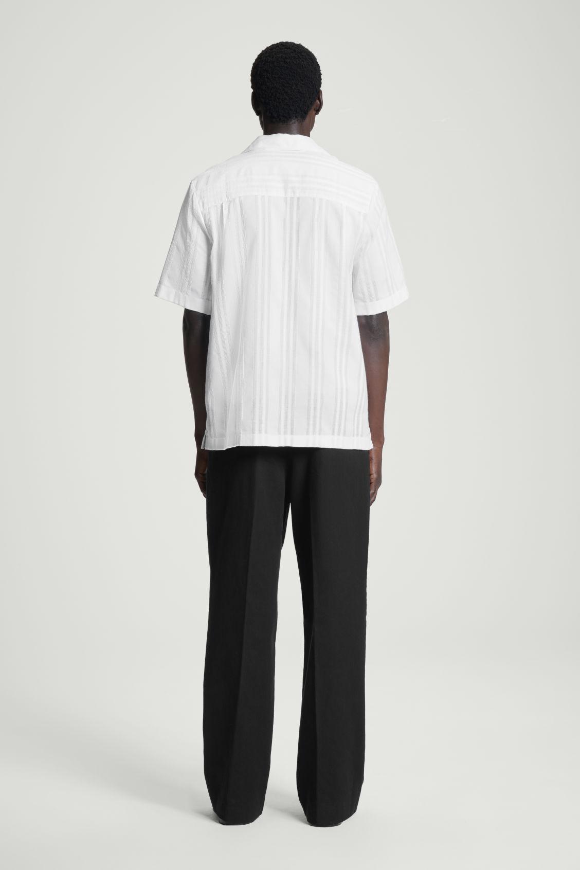 RELAXED STRIPE-JACQUARD COTTON SHORT-SLEEVED SHIRT Product Image