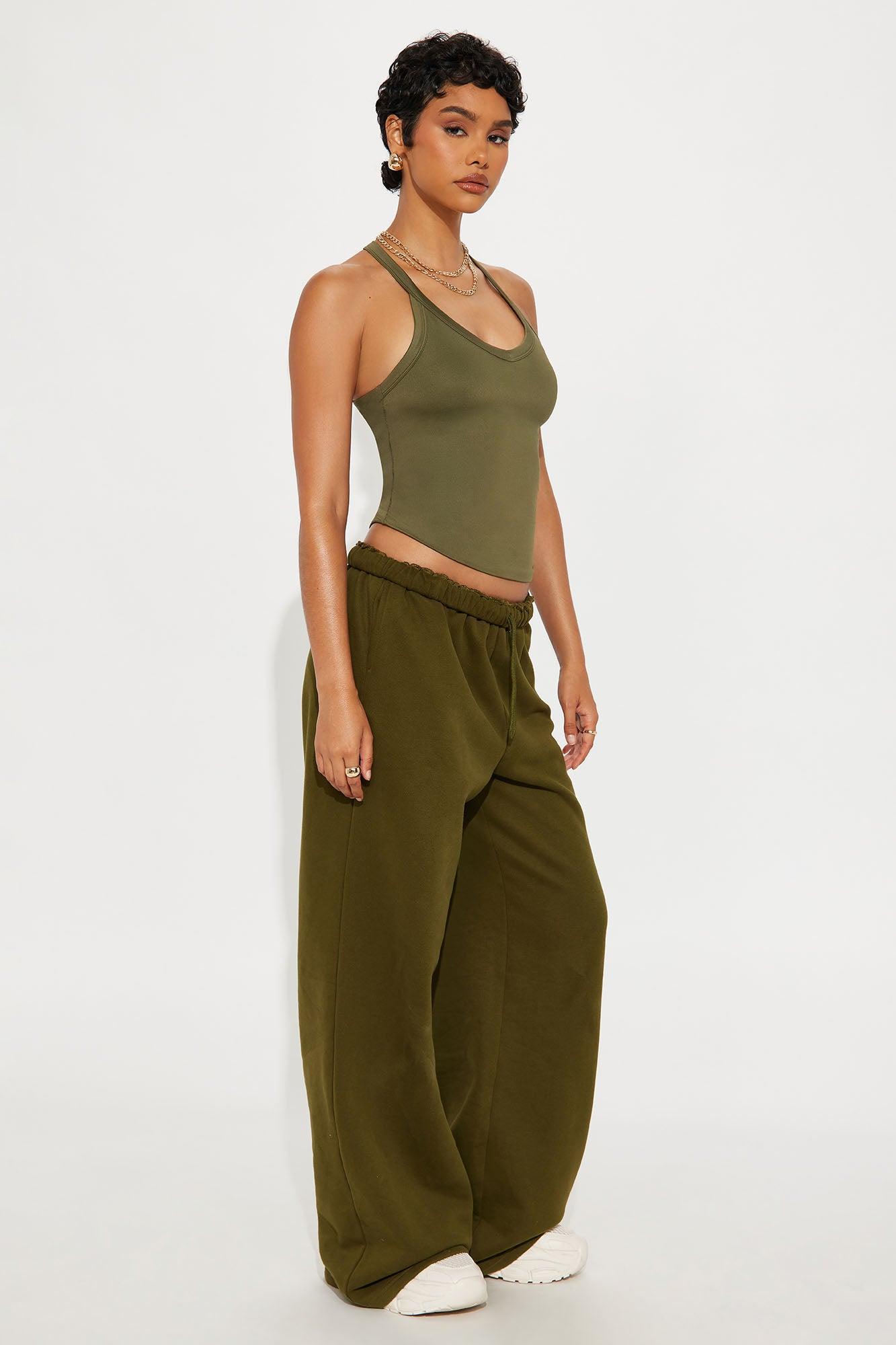 Contour Double Lined V-Neck Tank Top - Military Green Female Product Image