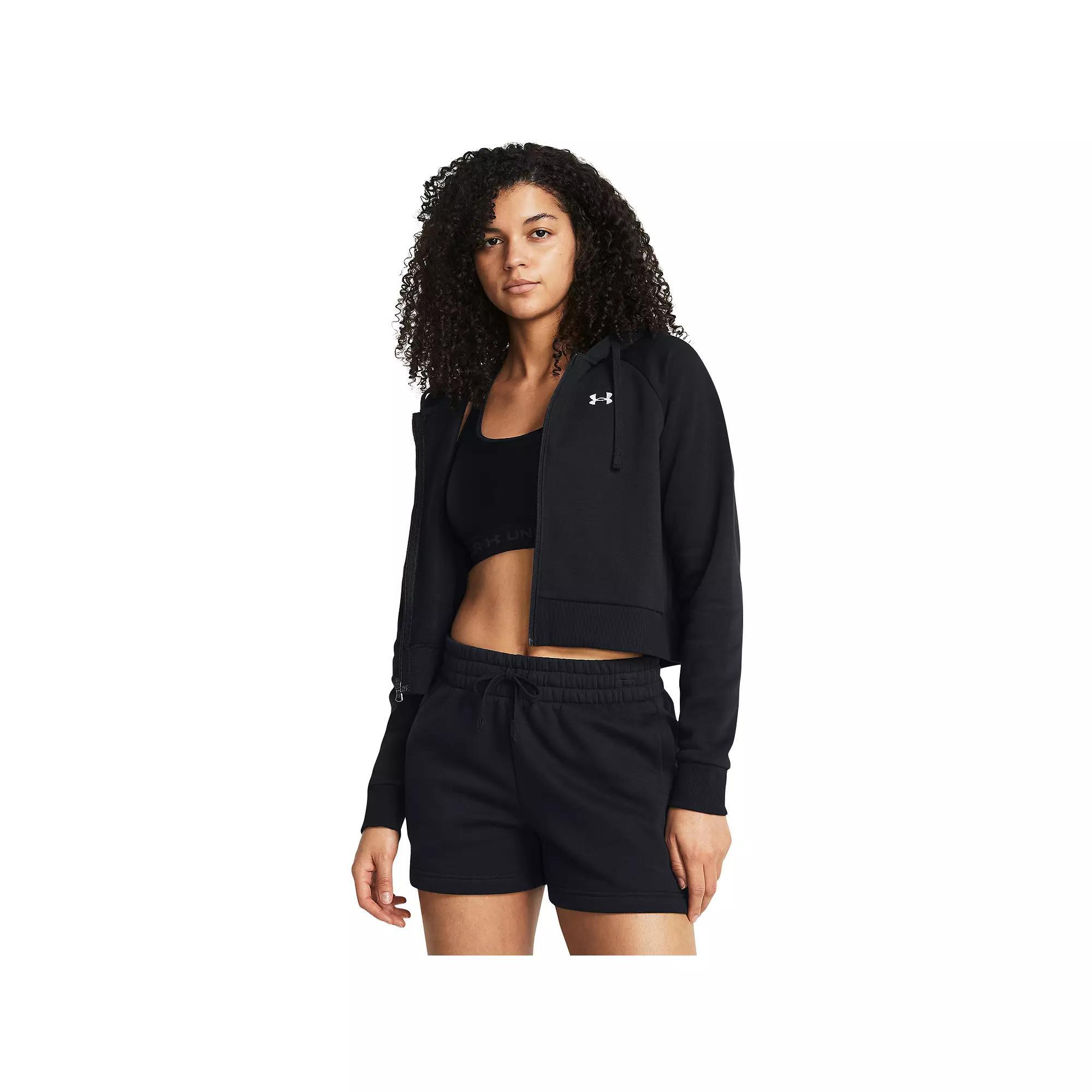 Women's Under Armour Rival Fleece Crop Full-Zip Hoodie, Size: XXL, Black Product Image