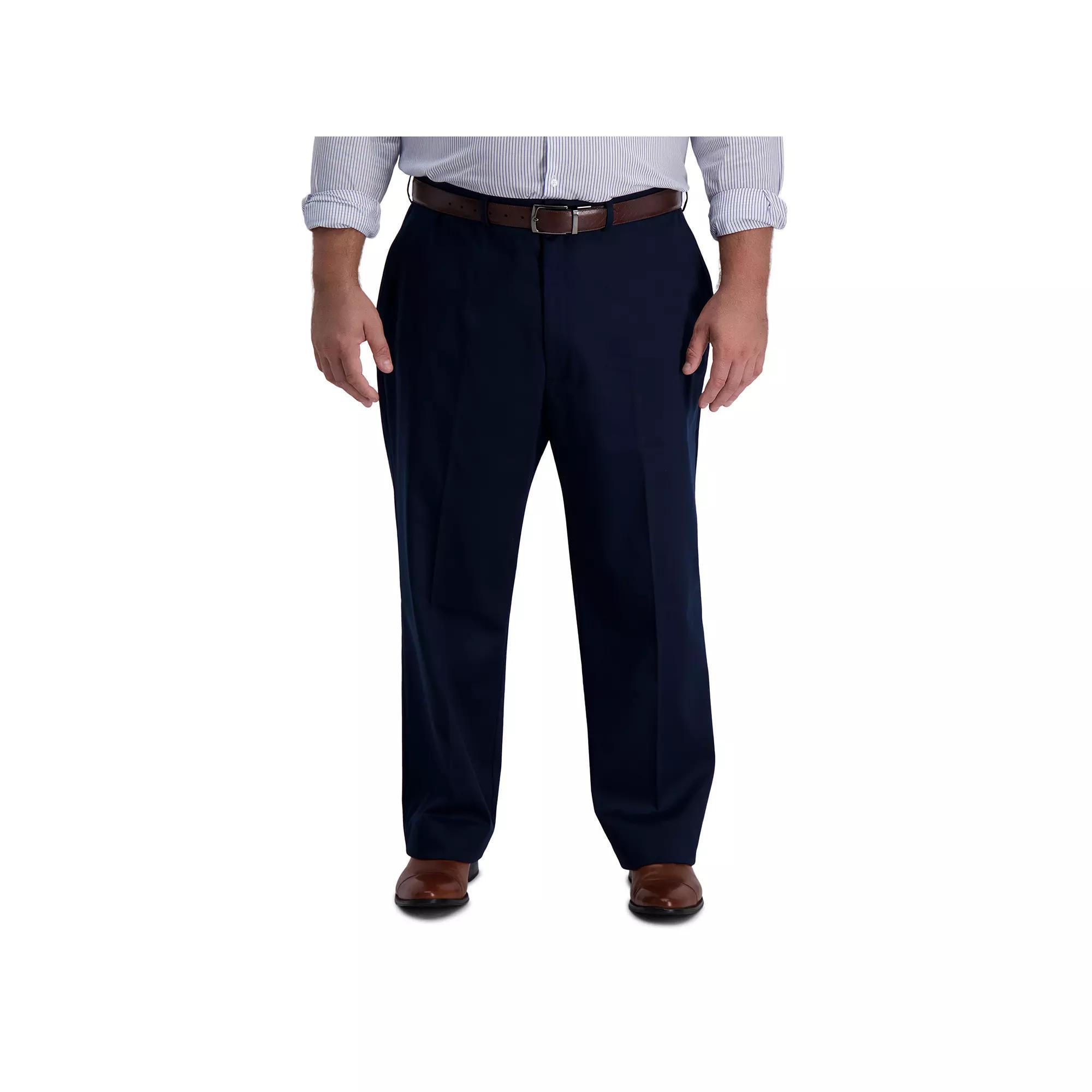 Big & Tall Haggar Iron Free Classic-Fit Flat-Front Pants, Mens Dark Blue Product Image
