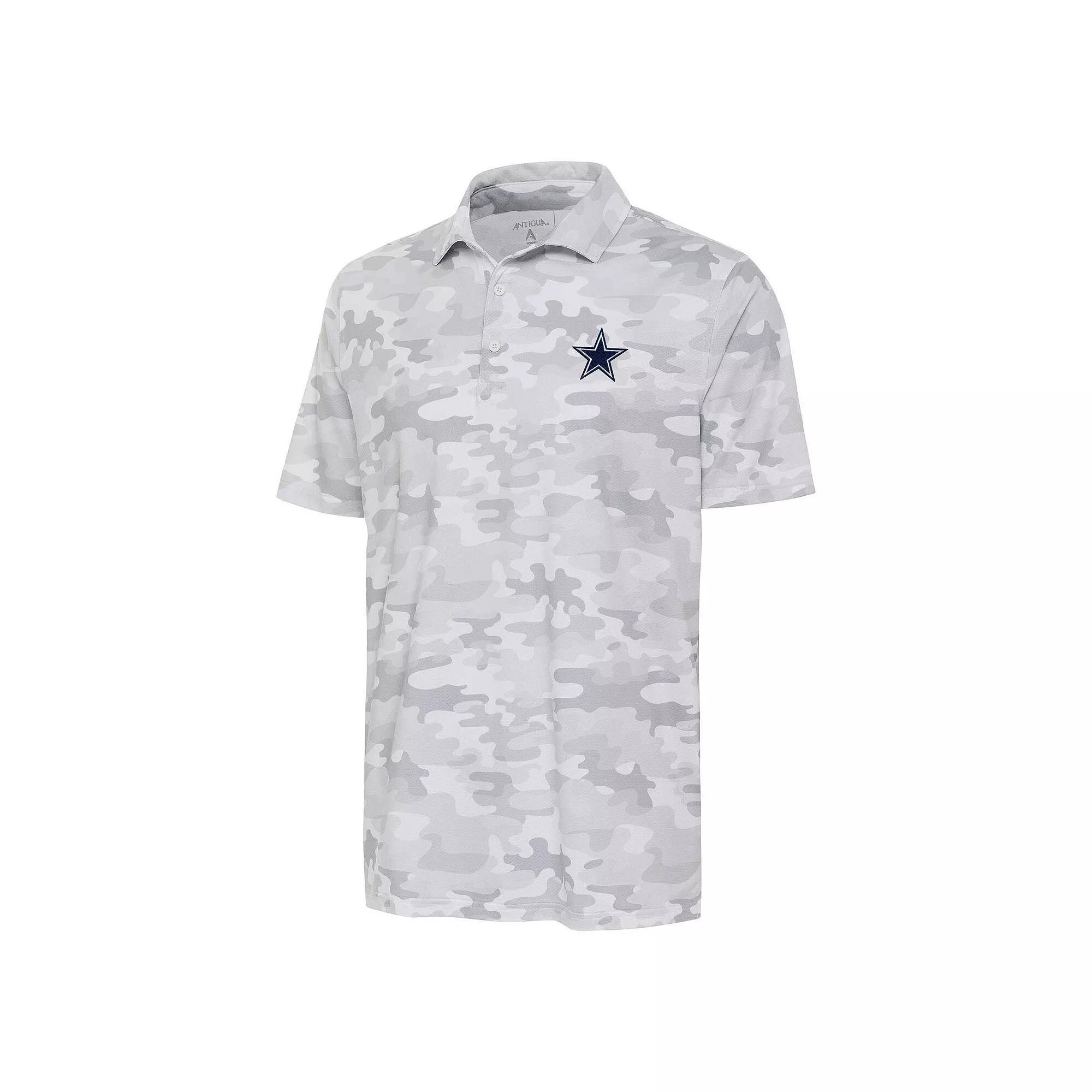 Men's Antigua White Dallas Cowboys Collide Tonal Star Polo, Size: Medium Product Image