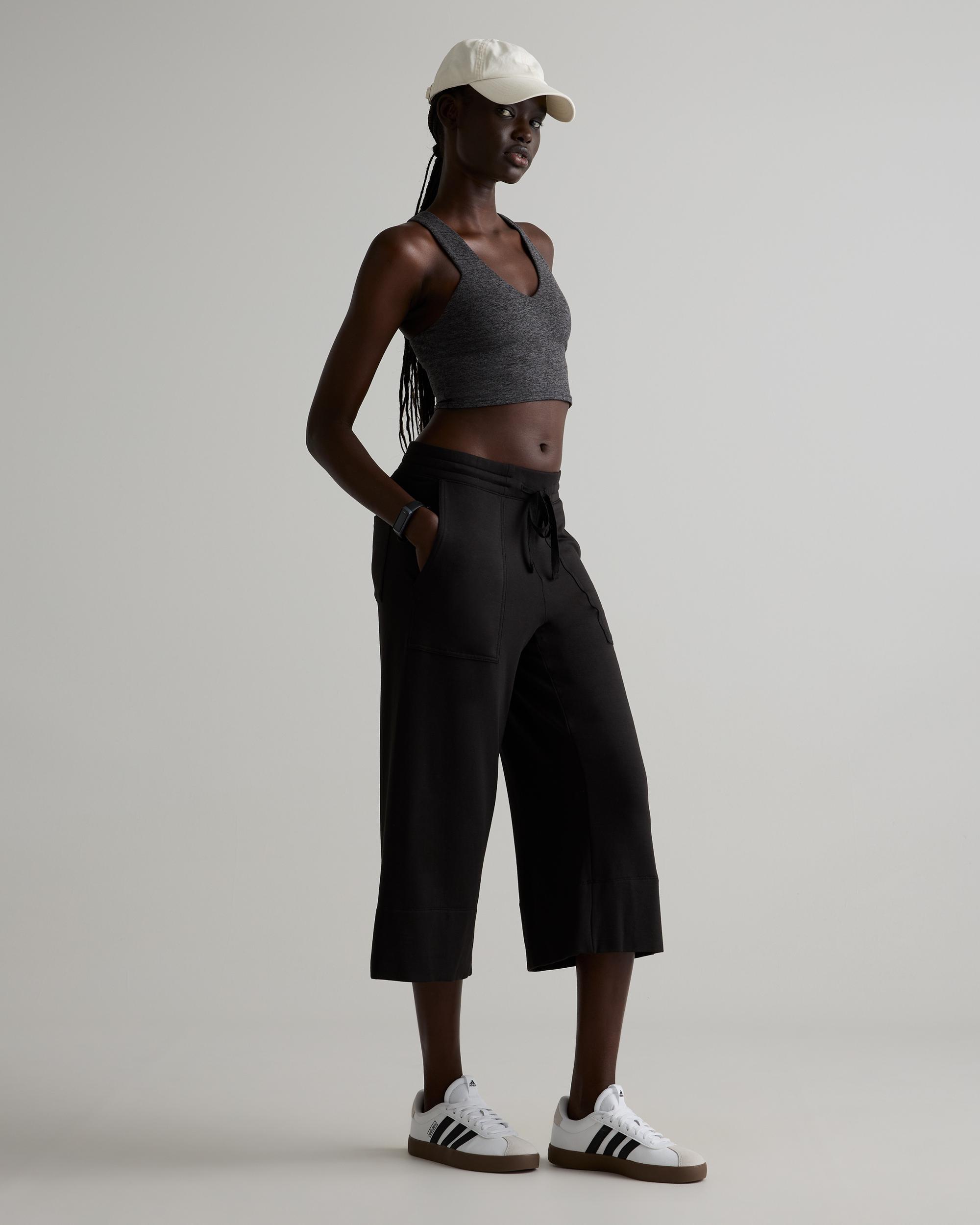 Quince | Women's Wide Leg Fleece SweatPantss Supersoft Fleece Lounge Pants Capri, Size XL, Lenzing Modal Product Image