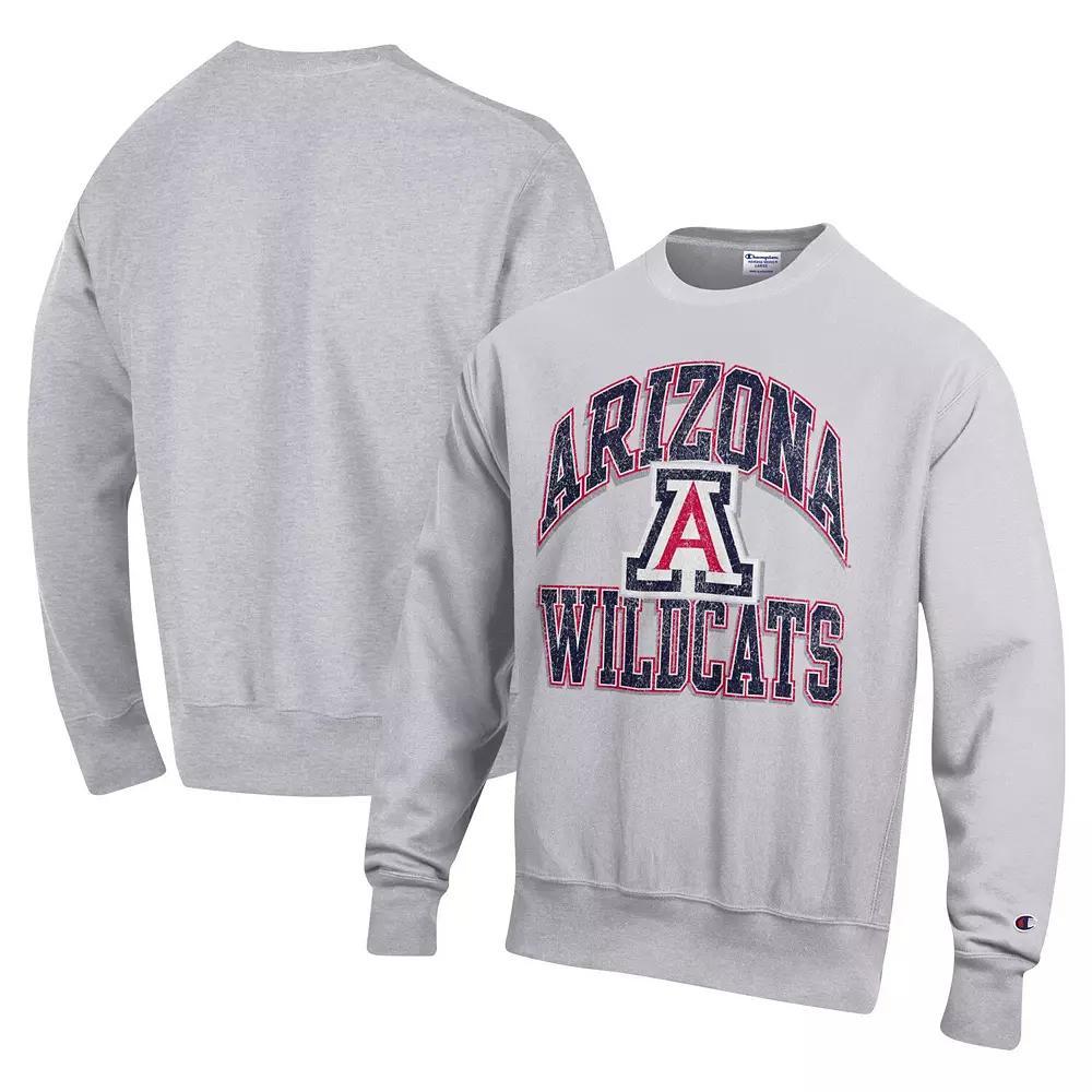 Men's Champion Heather Gray Arizona Wildcats Vault Late Night Reverse Weave Pullover Sweatshirt, Size: XL, Grey Product Image