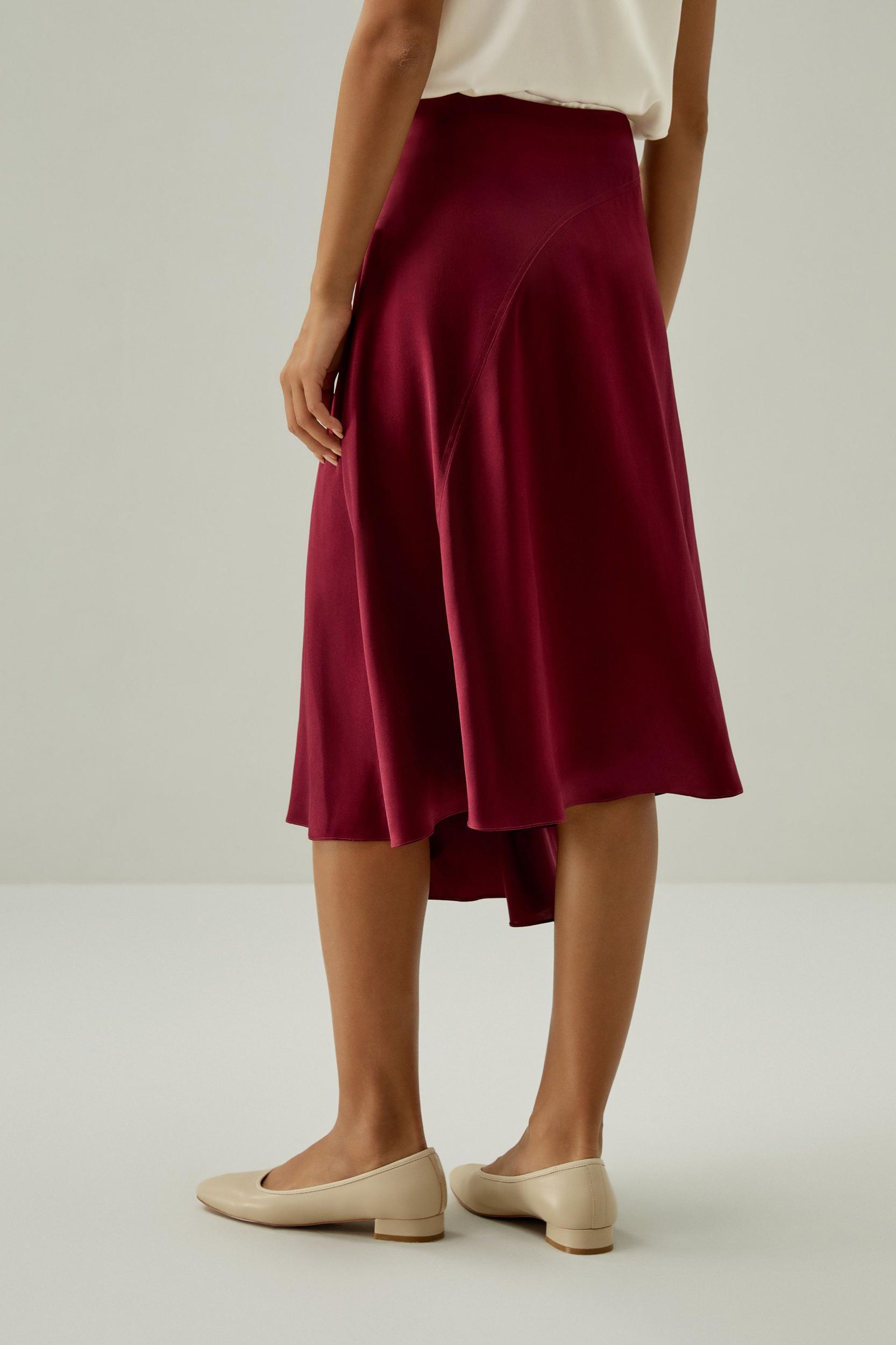 Asymmetrical Hem Silky Half-Skirt Product Image