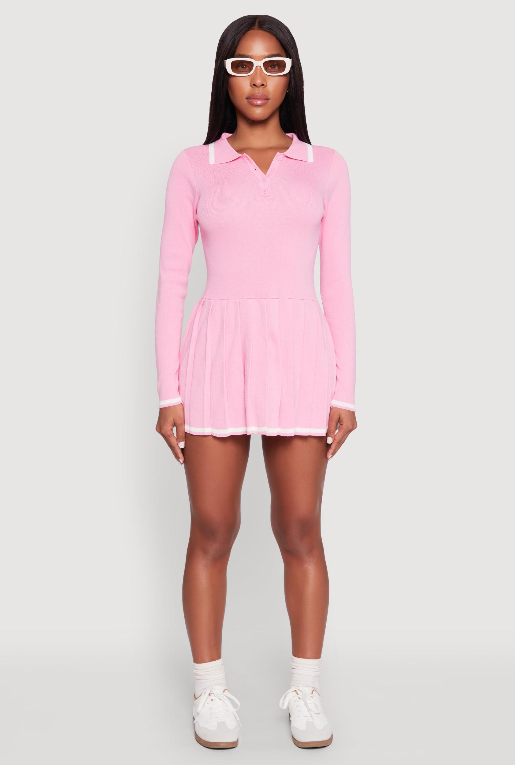 Womens Daisy Pleated Contrast Trim Sweater Dress Product Image