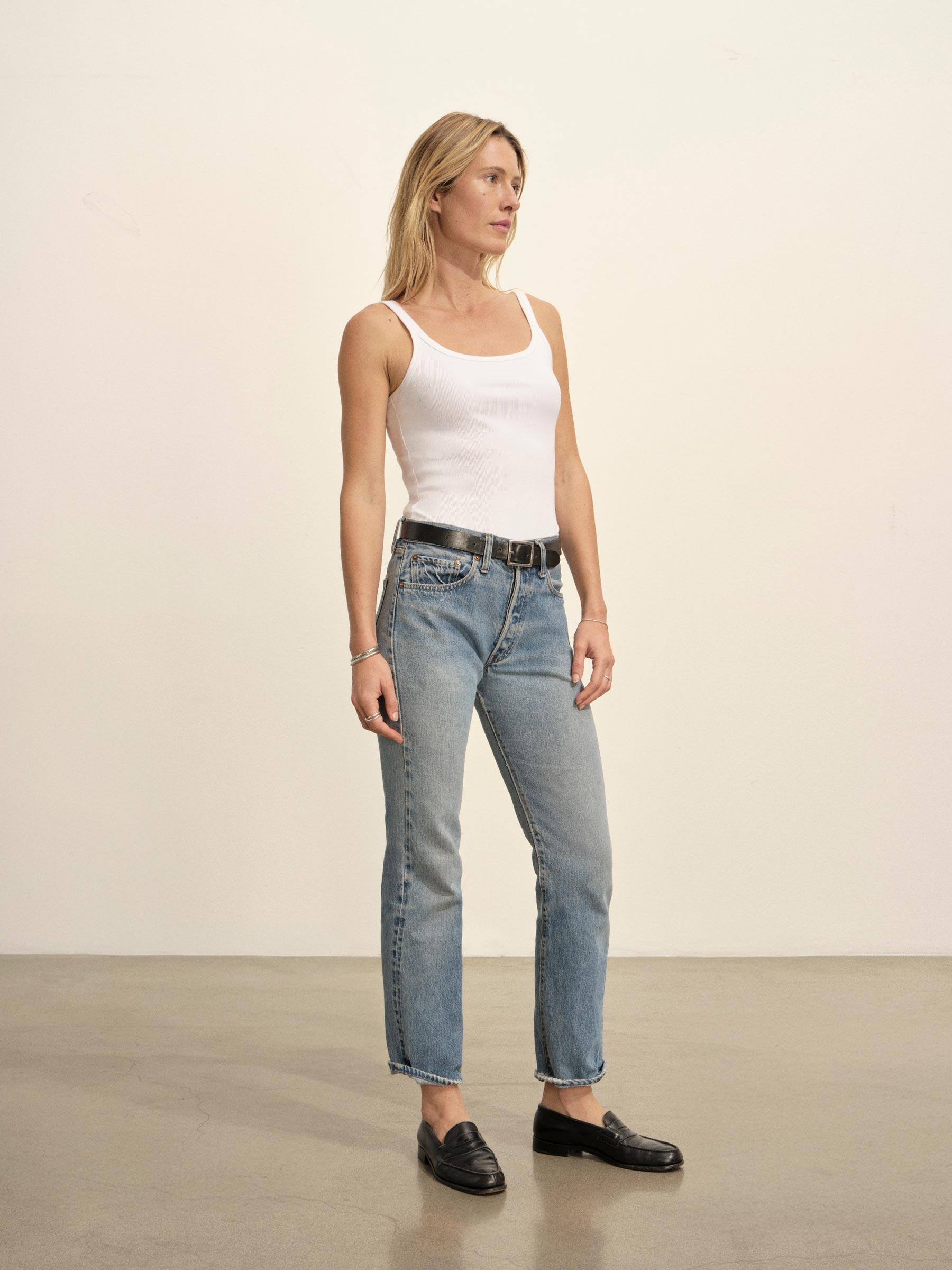 White Surplus Rib Scoop Neck Tank Product Image