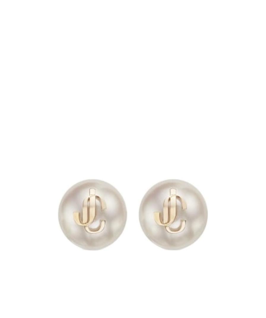 JIMMY CHOO Gold-finish Metal Jc Pearl Stud Earrings Accessories In White Product Image