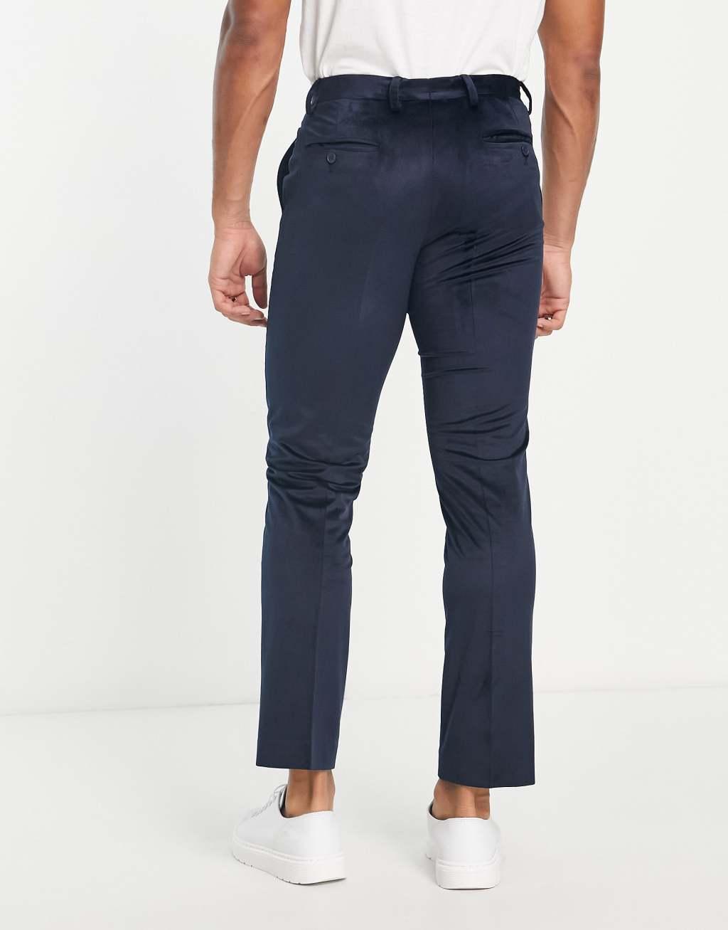 French Connection velvet suit pants in navy  Product Image