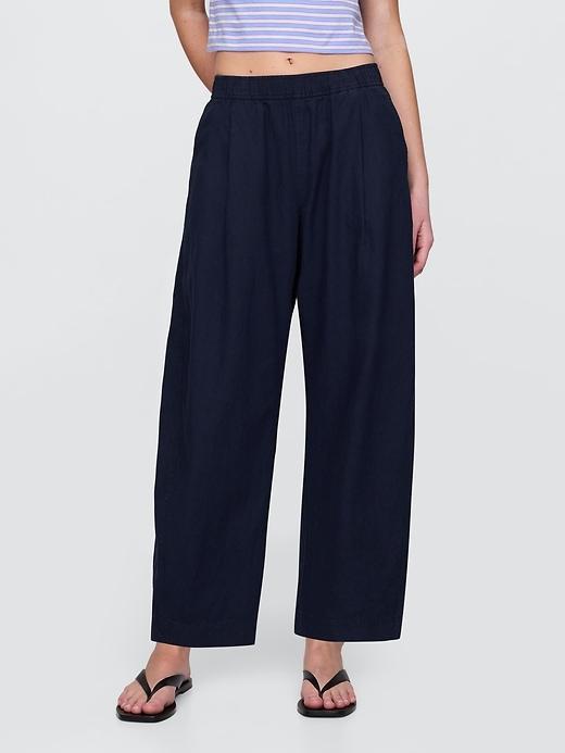 Mid Rise Linen-Blend Easy Barrel Pants Product Image
