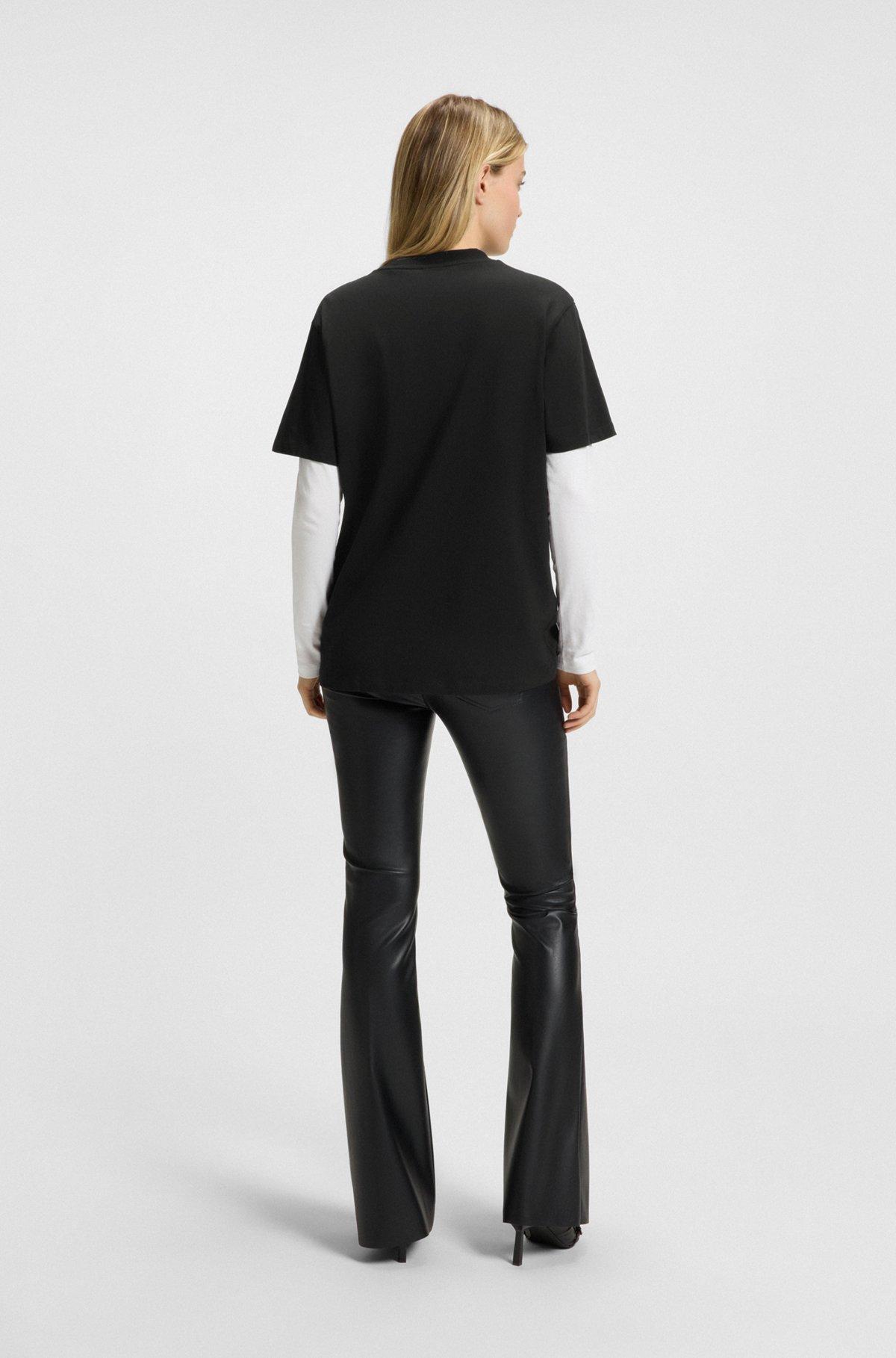 HUGO - Cotton-jersey T-shirt with collection graphic - Black Product Image